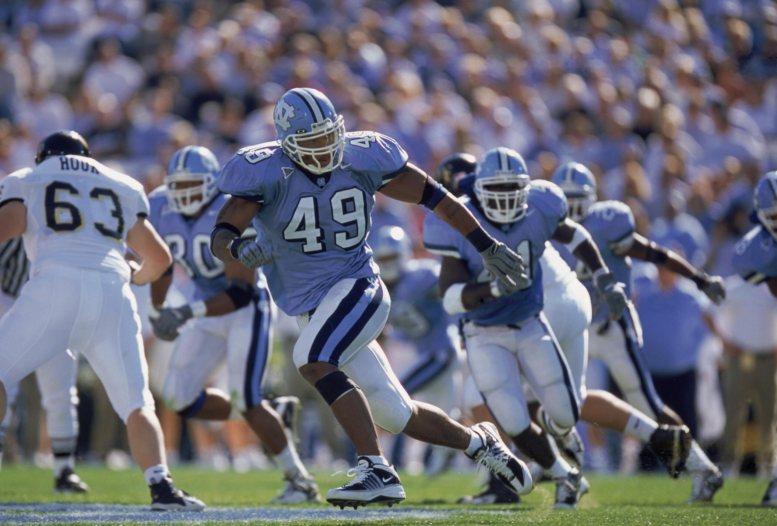 Julius Peppers made a number of big plays on the gridiron for North Carolina.