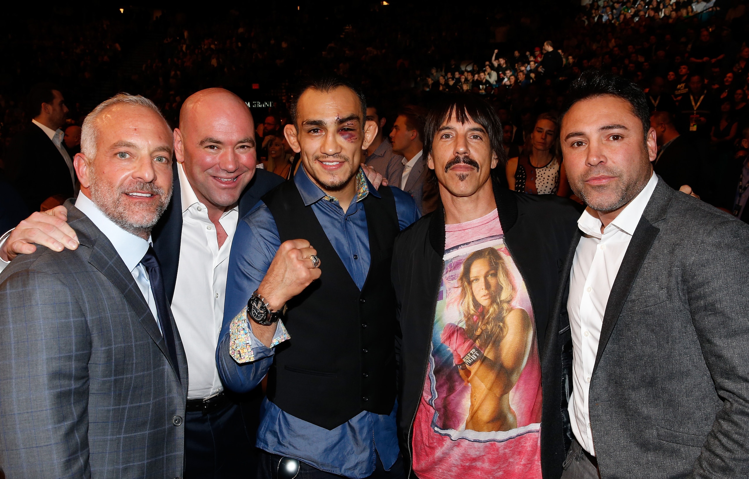 UFC ownership, boxing promoters and UFC fighters are all stakeholders in this event.