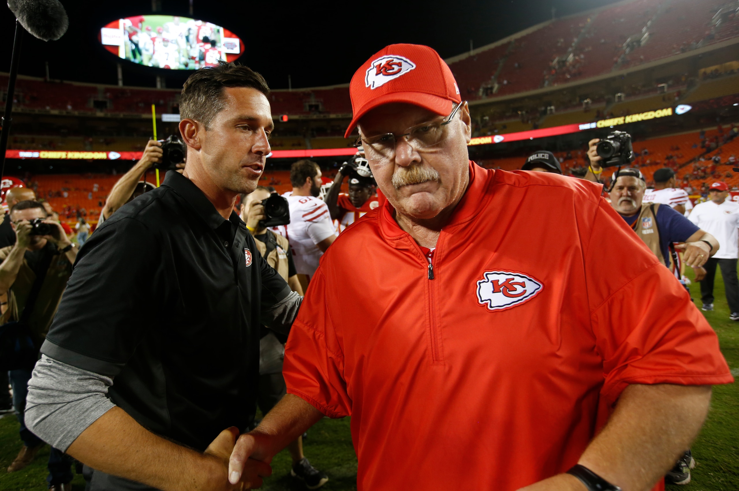 Kyle Shanahan's 49ers and Andy Reid's Chiefs were both winners this month.