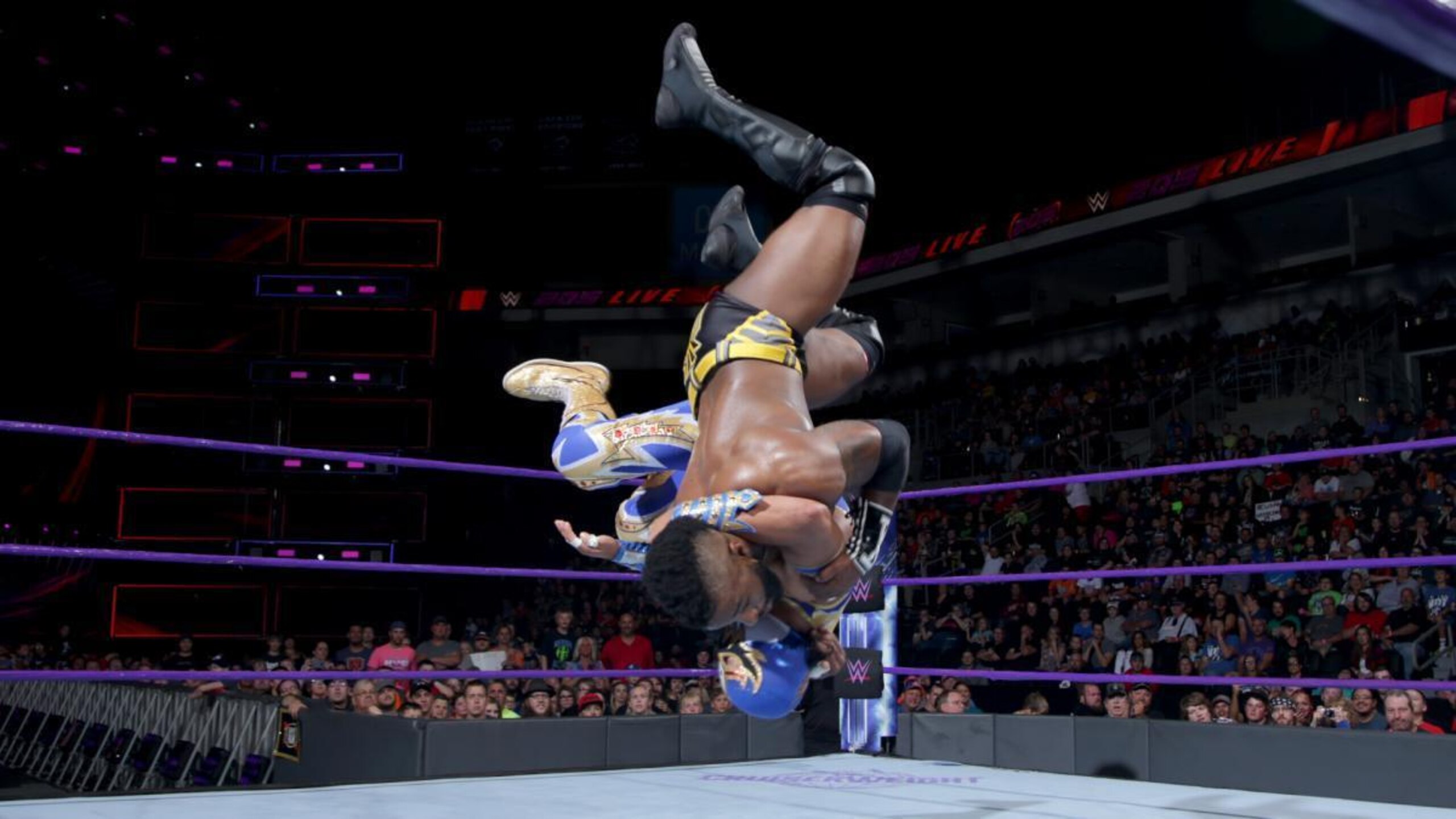 Cedric Alexander hitting a Spanish fly on Gran Metalik. Cedric Alexander hitting a Spanish fly on Gran Metalik.