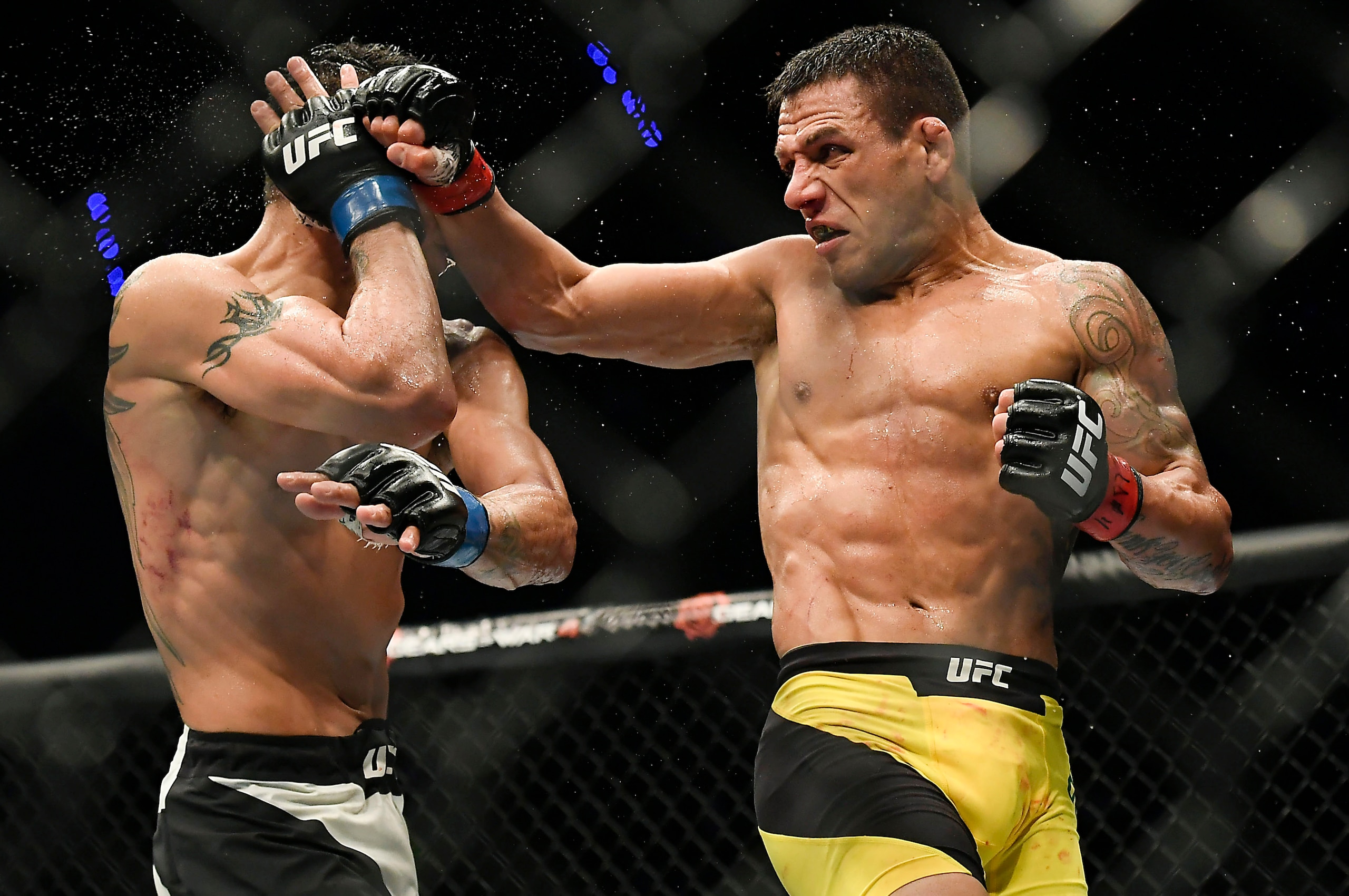 Rafael dos Anjos in action with Tony Ferguson. Rafael dos Anjos in action with Tony Ferguson.