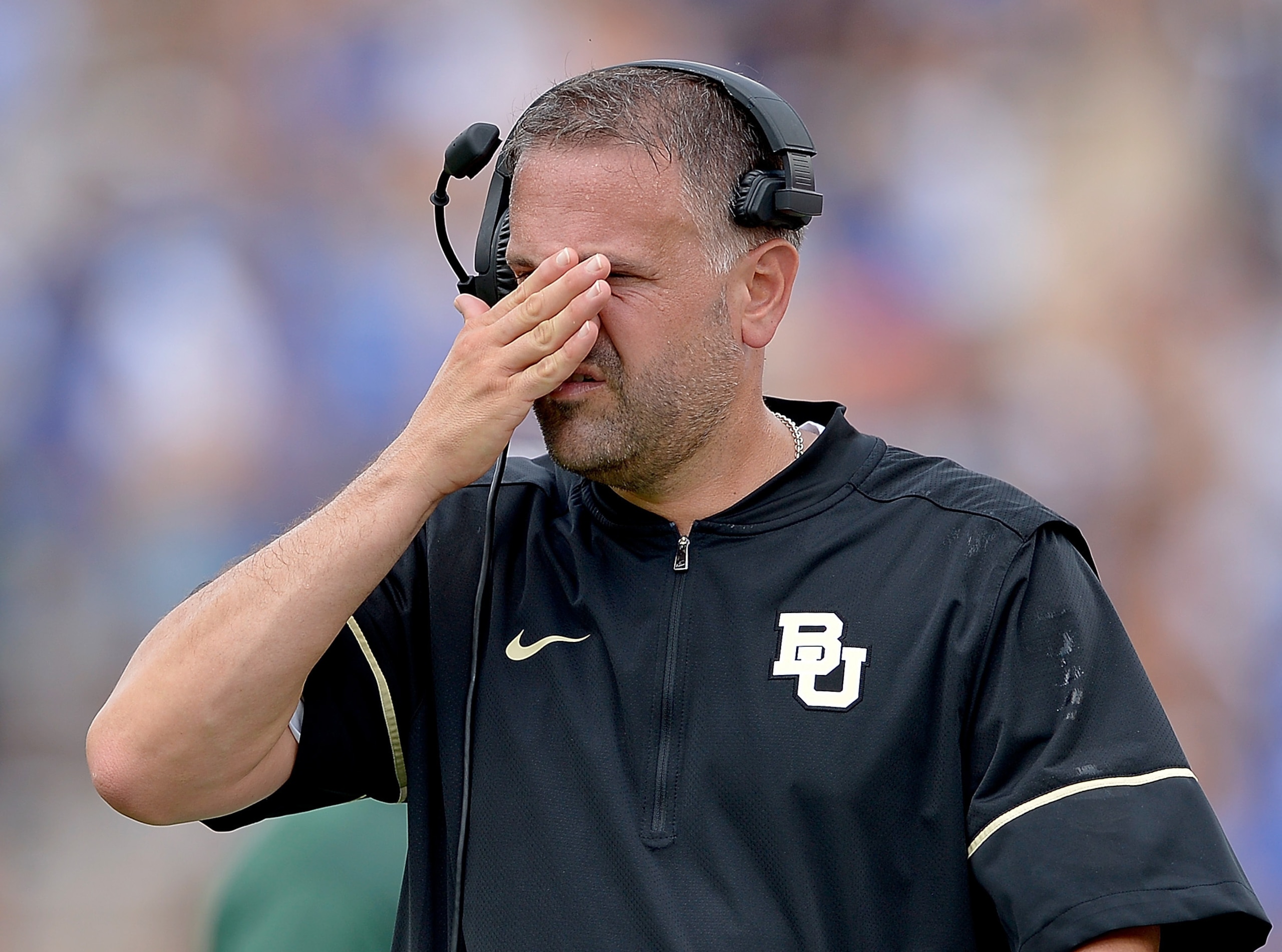 Matt Rhule can't even watch his team lose anymore.