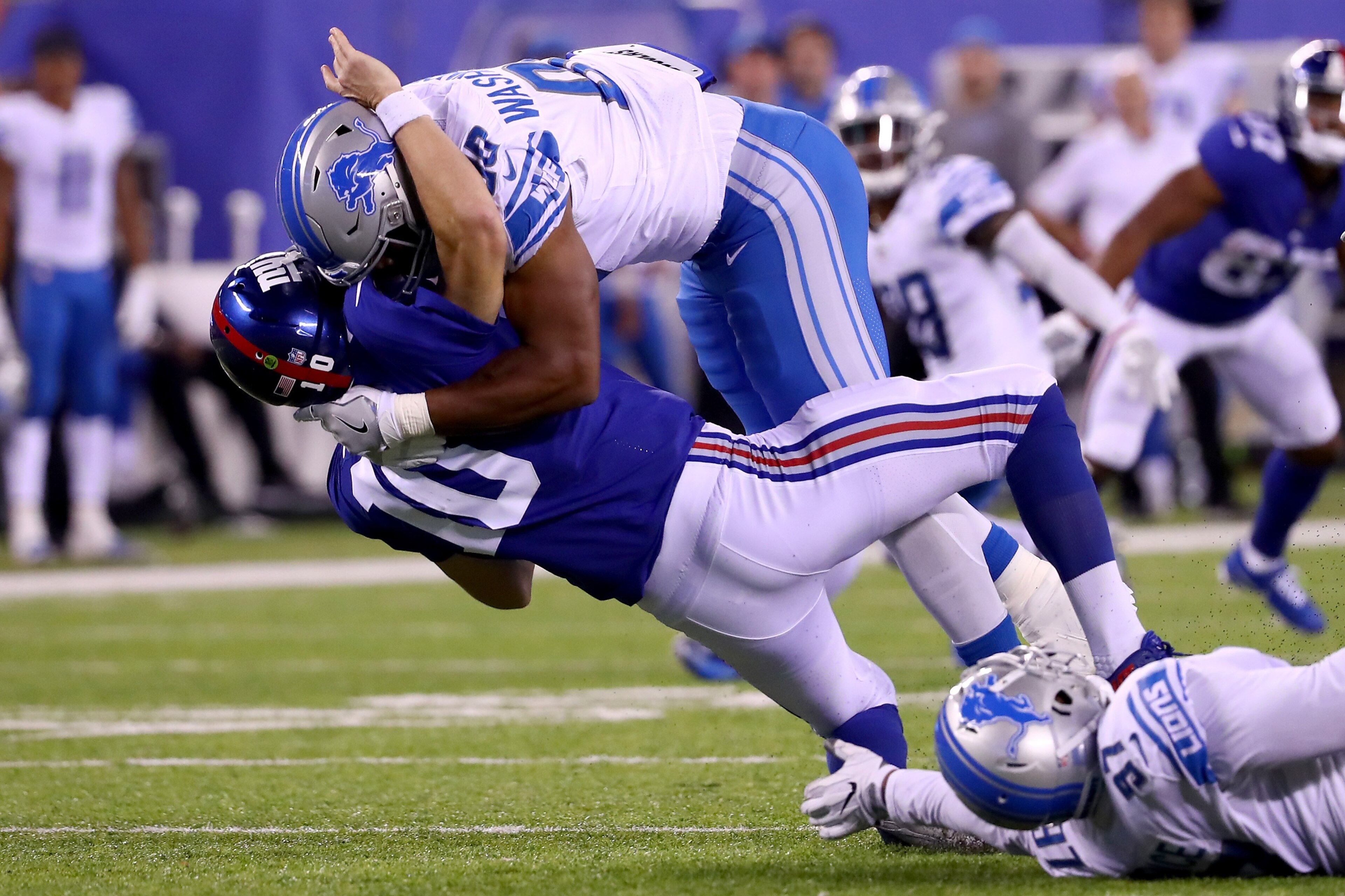 Eli Manning has faced constant pressure.