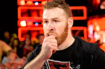 Sami Zayn moments after turning on Shane McMahon at Hell in a Cell.