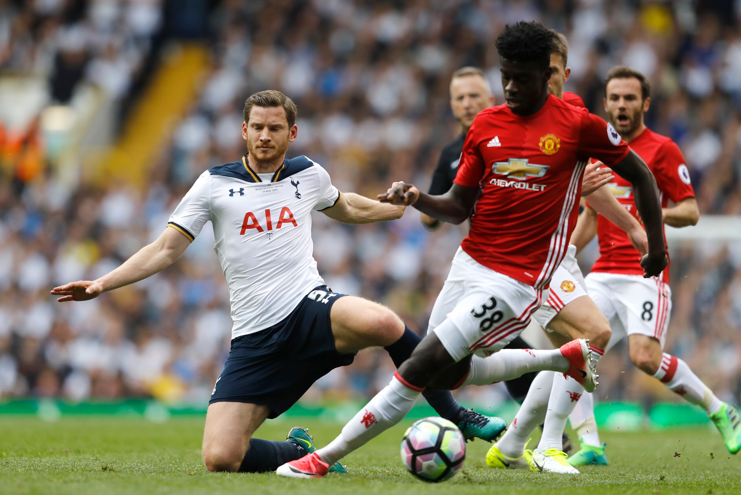 Axel Tuanzebe in first-team action last season.