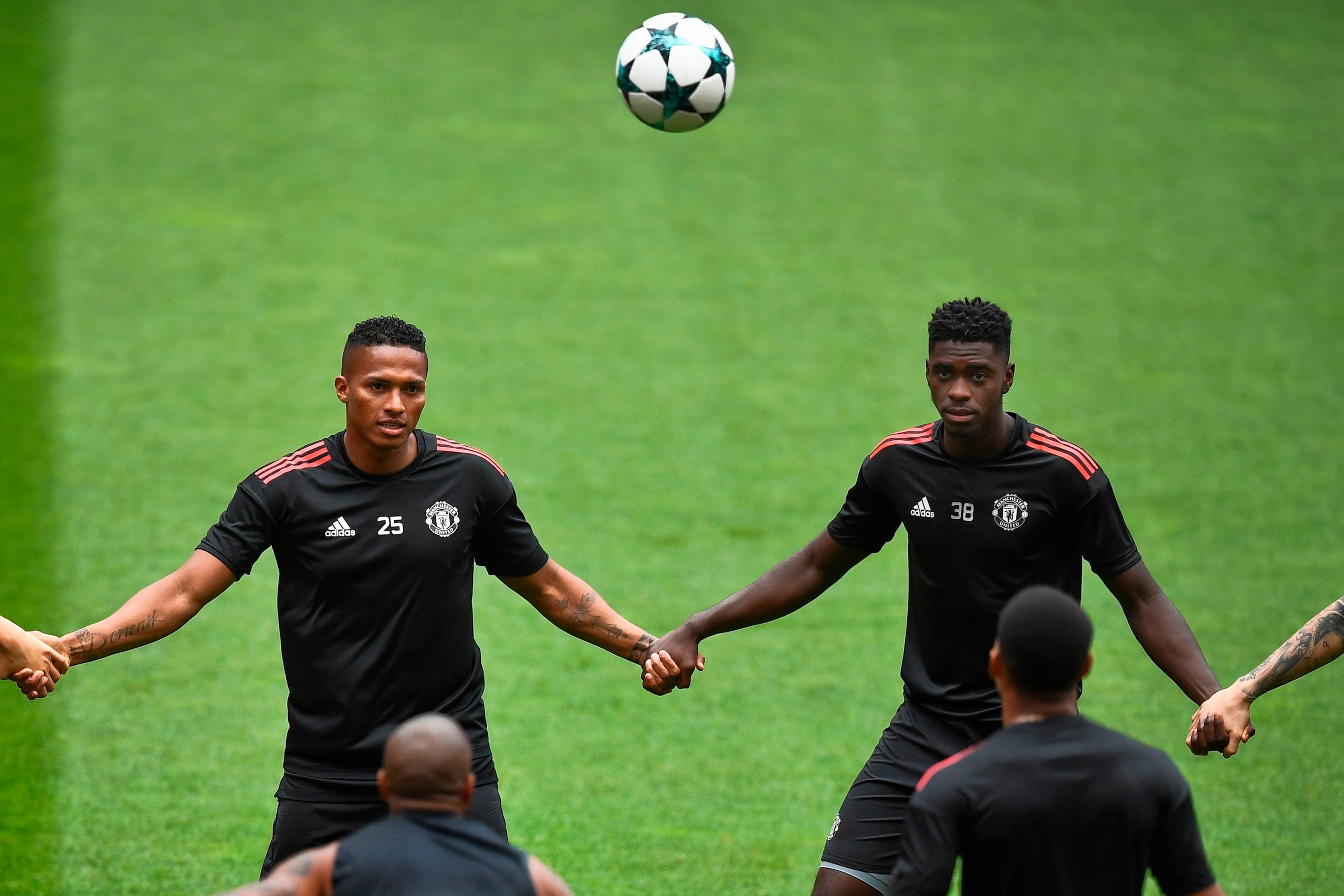 Tuanzebe in pre-Champions League training.