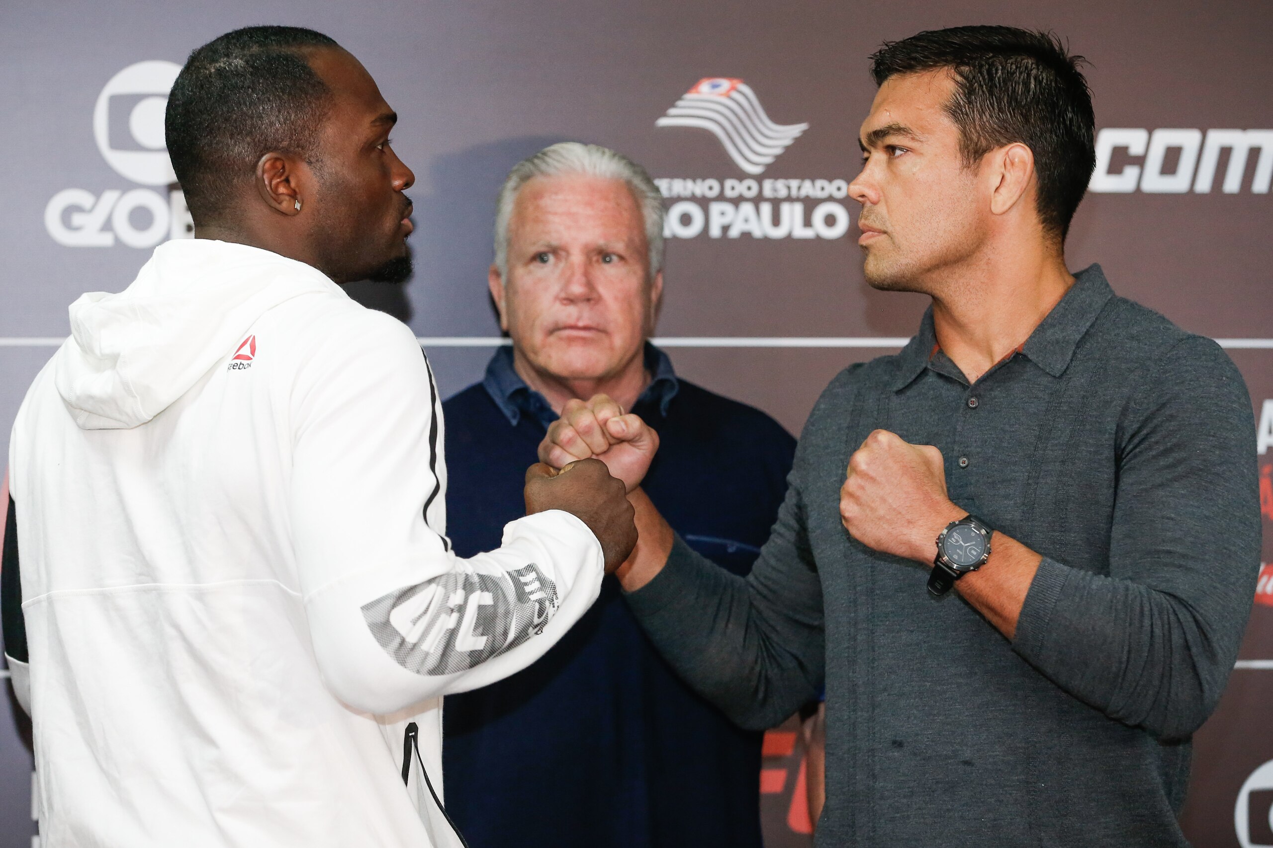 Derek Brunson (left) and Lyoto Machida (right).
