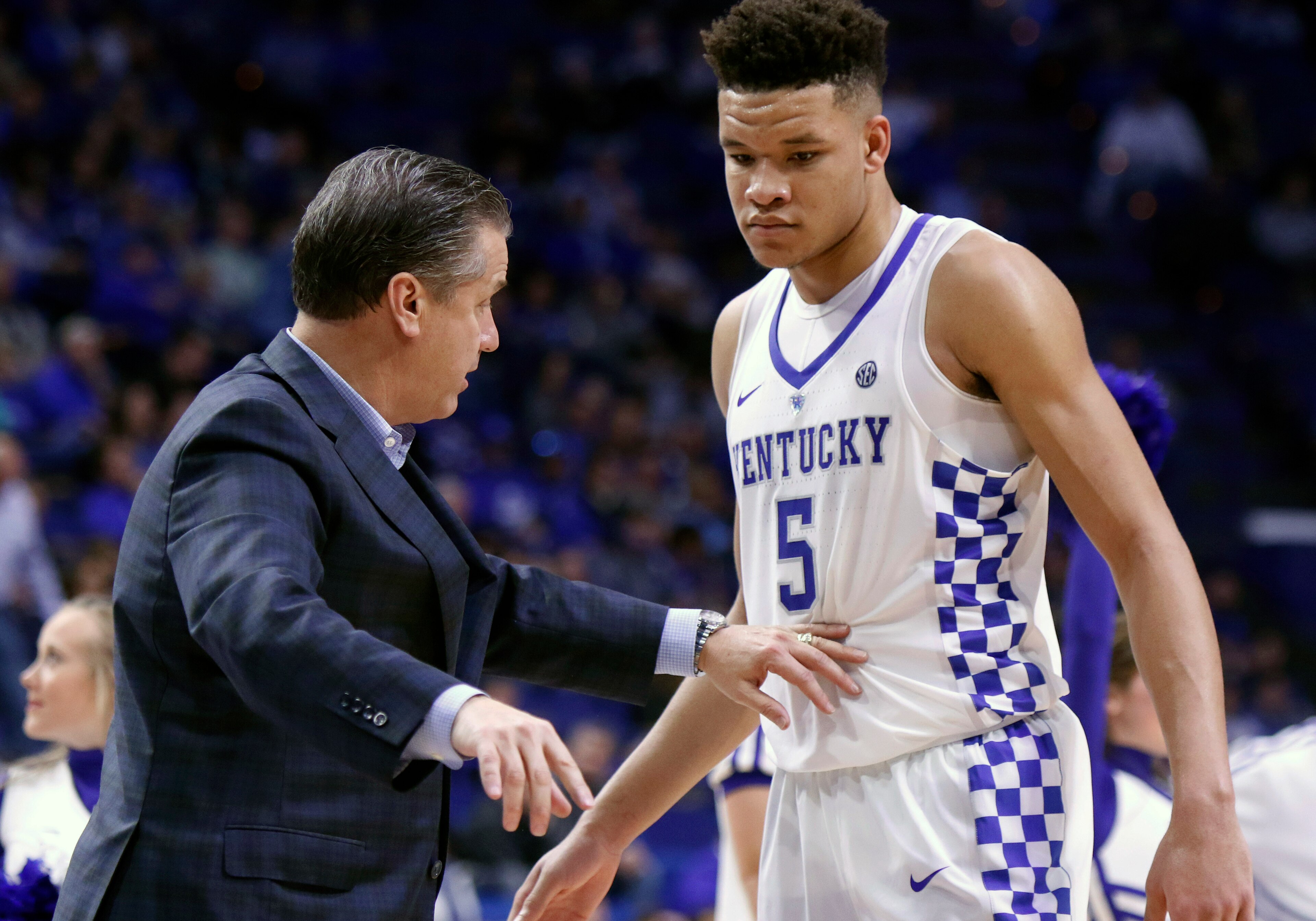 John Calipari and Kevin Knox
