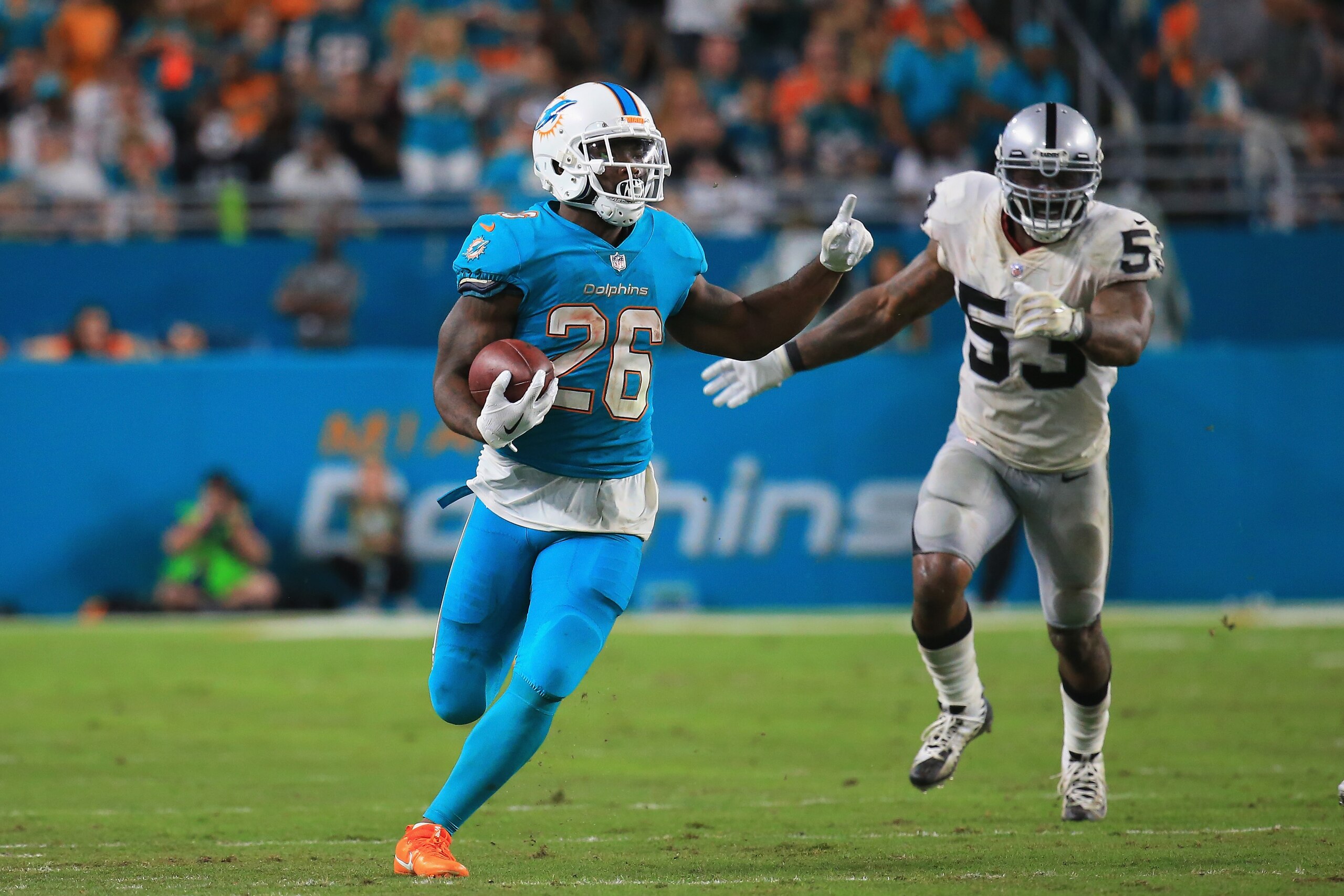 Damien Williams was productive in a split with Kenyan Drake. Damien Williams was productive in a split with Kenyan Drake.
