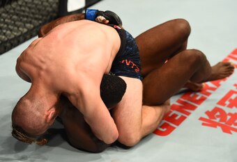 Nik Lentz (top) chokes out Will Brooks.