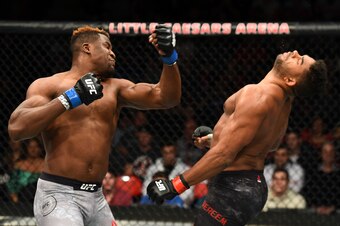 Francis Ngannou (left) and Alistair Overeem.