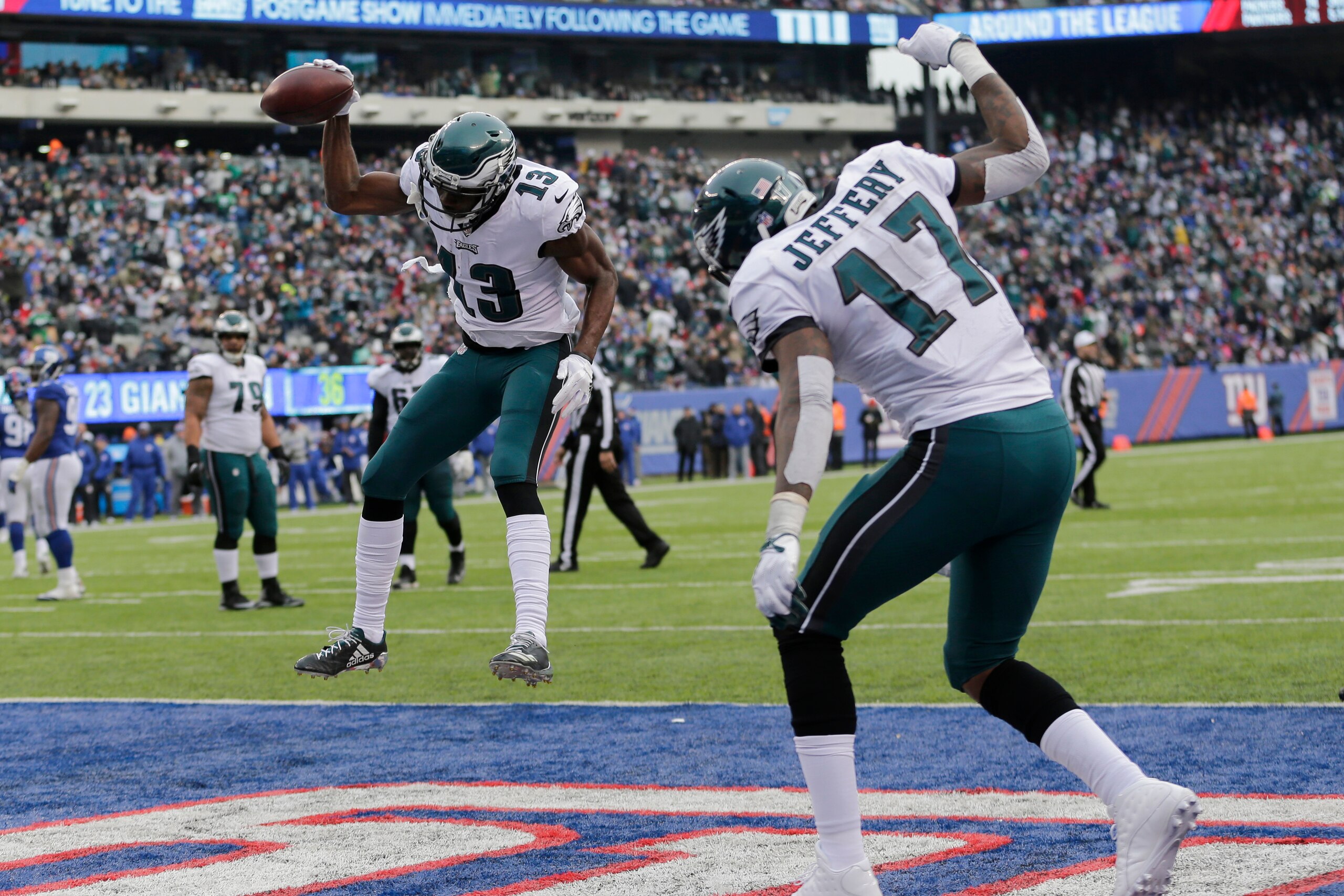 Nelson Agholor and Alshon Jeffery connected with Nick Foles.