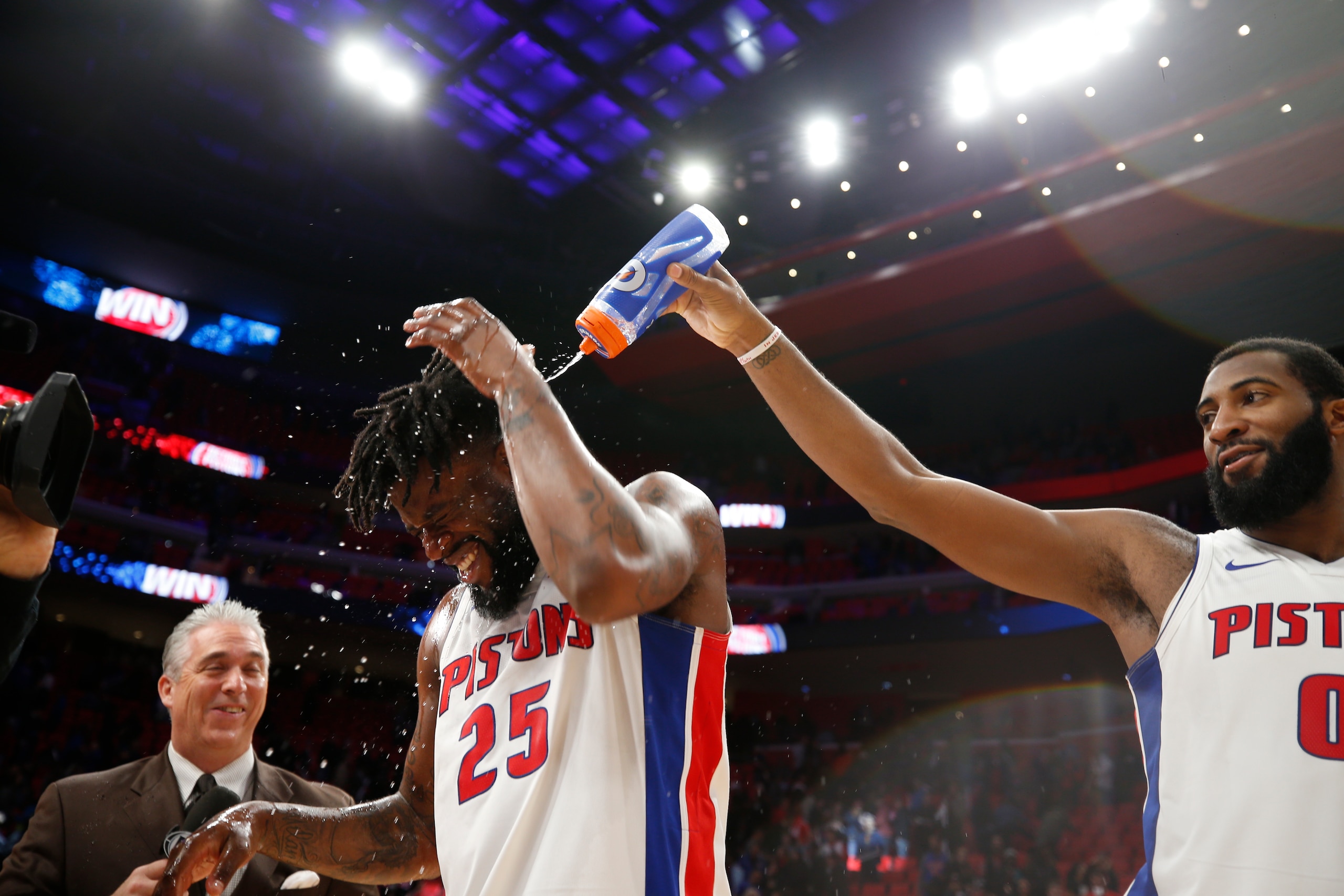 Reggie Bullock: wet from the perimeter, wet in the postgame interview.