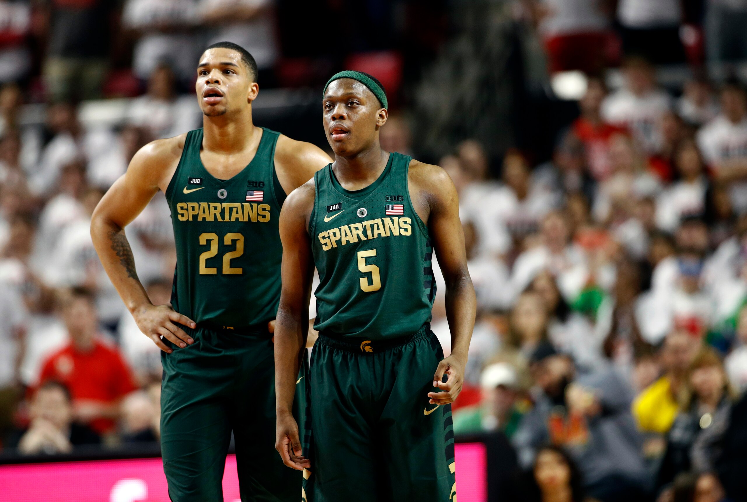 Miles Bridges (22) and Cassius Winston (5) Miles Bridges (22) and Cassius Winston (5)