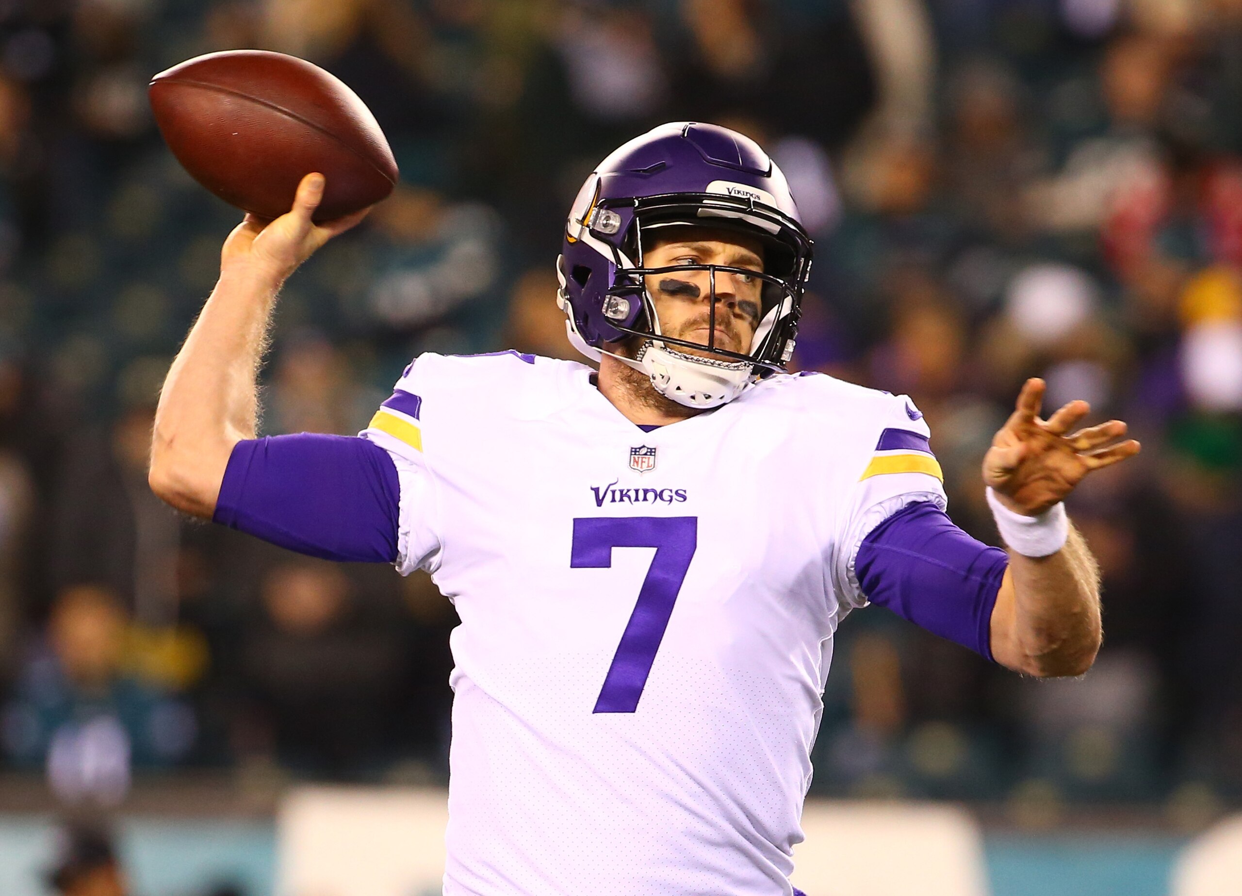 Case Keenum completed 67.6 percent of his pass attempts in 2017.