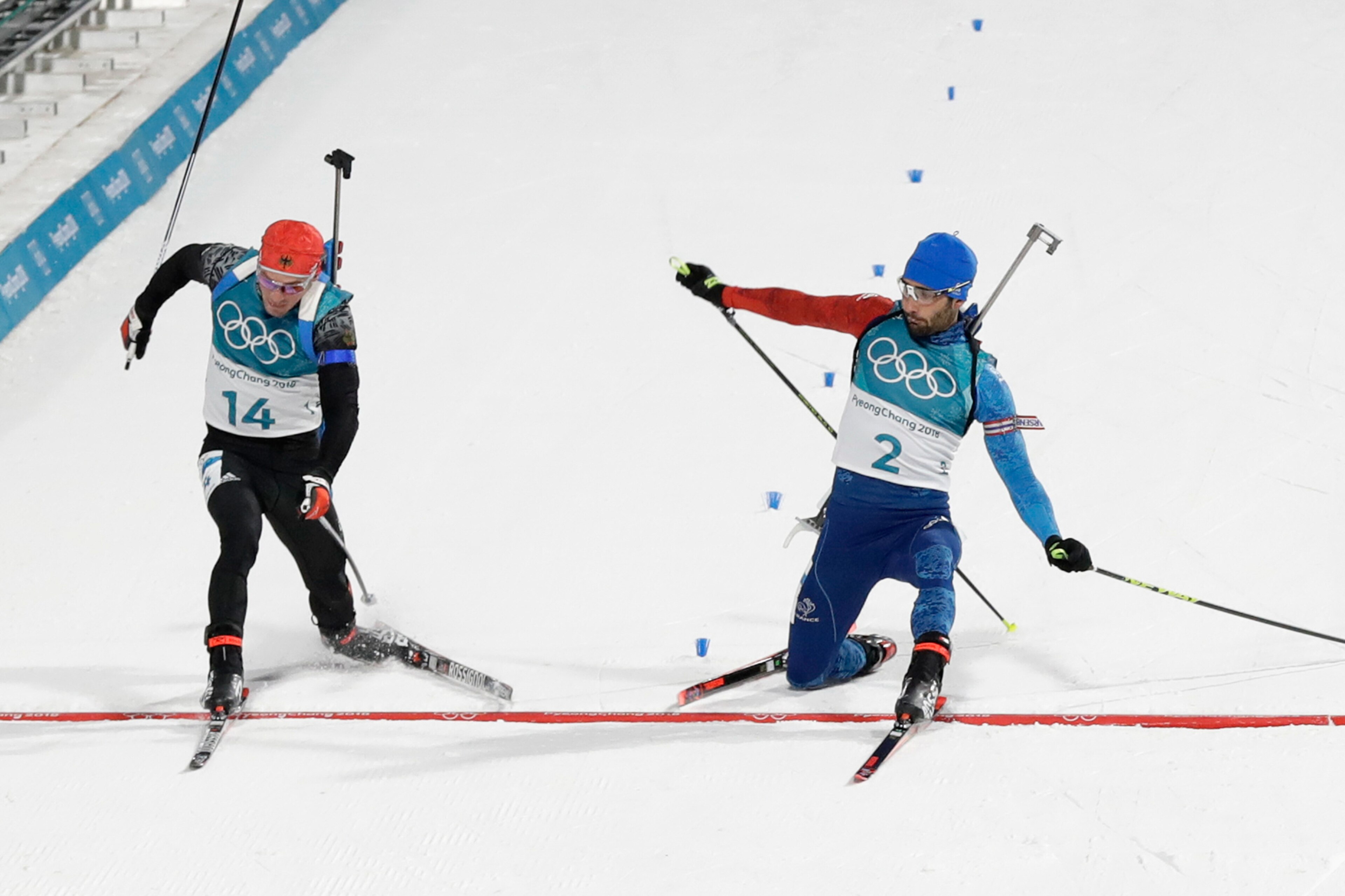 Photo finish behind Martin Fourcade and Simon Schempp