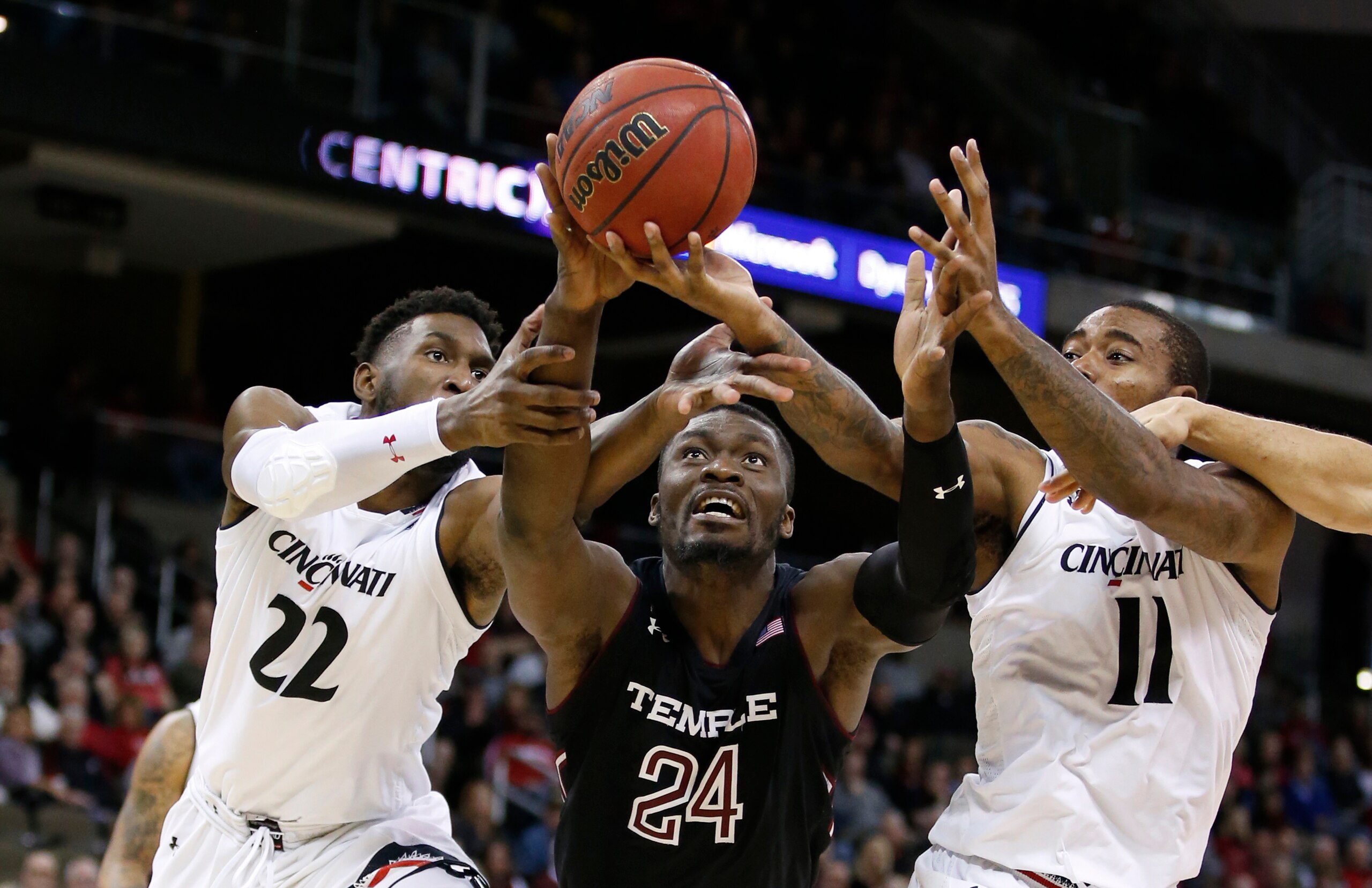 Gary Clark (right) against Temple