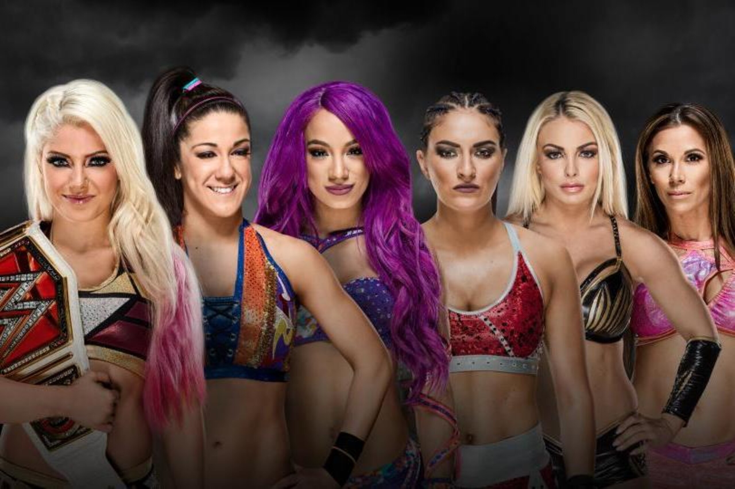Alexa Bliss, Bayley, Sasha Banks, Sonya Deville, Mandy Rose and Mickie James will compete in the first women's Elimination Chamber match on Sunday. Alexa Bliss, Bayley, Sasha Banks, Sonya Deville, Mandy Rose and Mickie James will compete in the first women's Elimination Chamber match on Sunday.