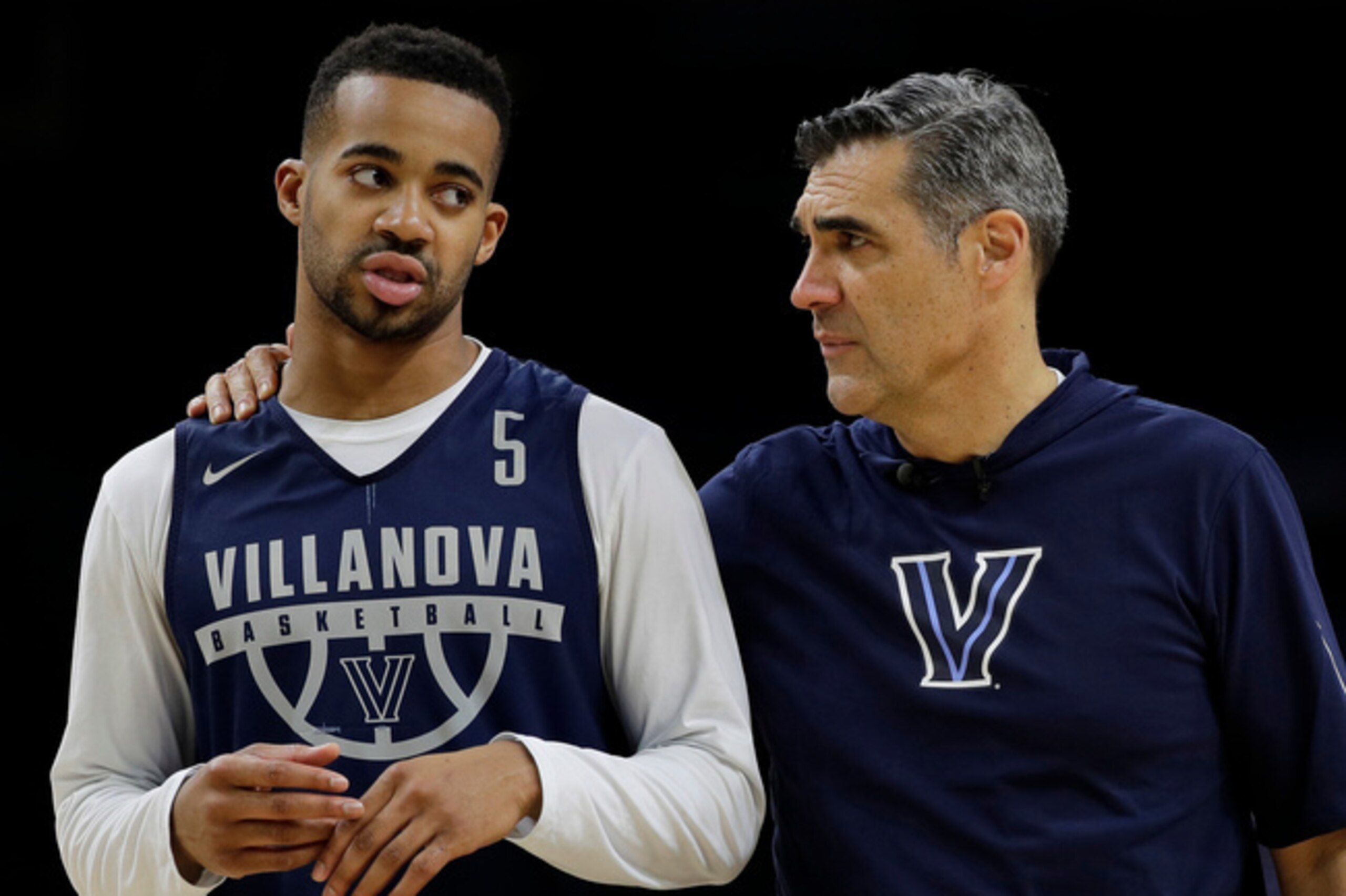 Phil Booth and Villanova coach Jay Wright