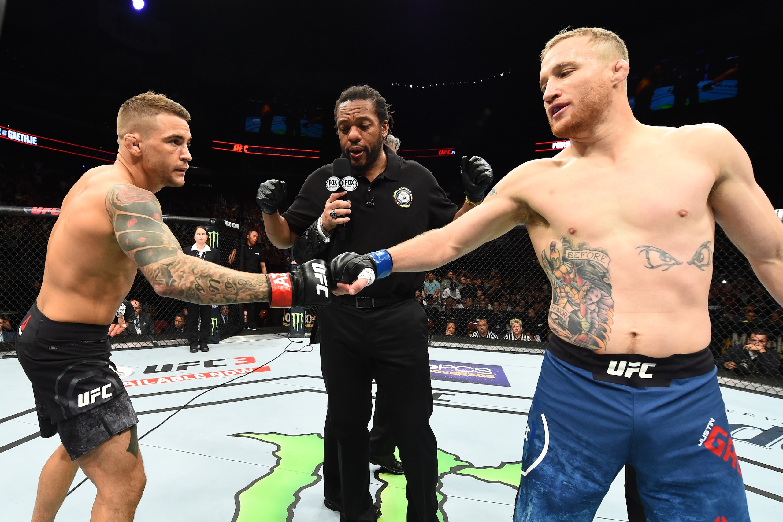 Dustin Poirier (left) and Justin Gaethje Dustin Poirier (left) and Justin Gaethje
