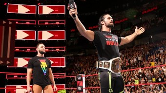 Finn Balor and Seth Rollins meet in the ring on Raw.