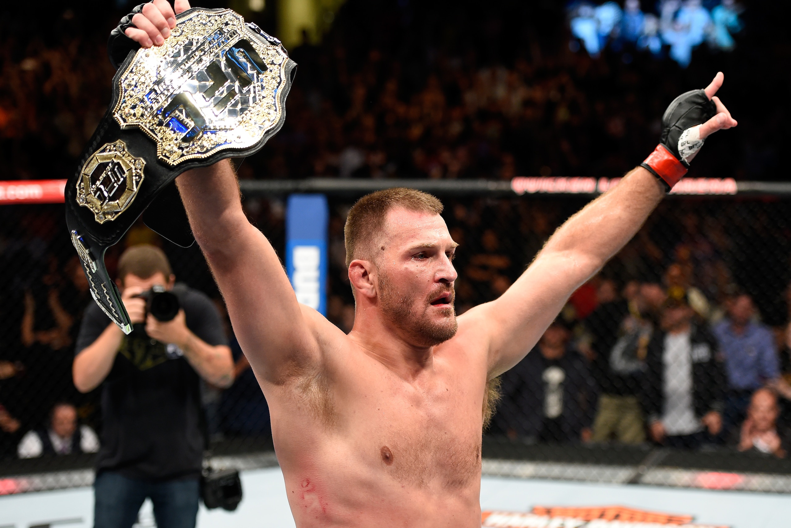 Heavyweight champ Stipe Miocic (above) faces light heavyweight champ Daniel Cormier in the main event of the evening. Heavyweight champ Stipe Miocic (above) faces light heavyweight champ Daniel Cormier in the main event of the evening.