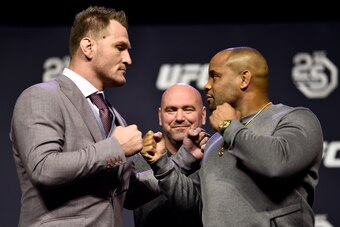 Stipe Miocic (left) and Daniel Cormier