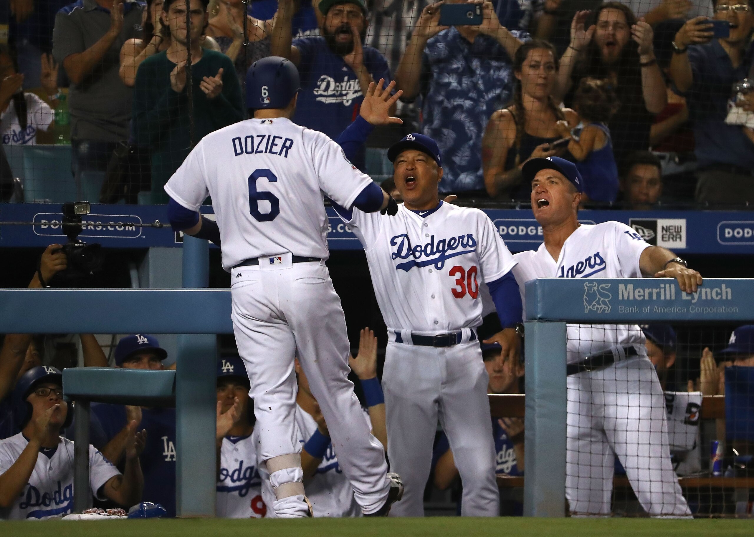 Dozier homered in Wednesday's Dodgers debut.