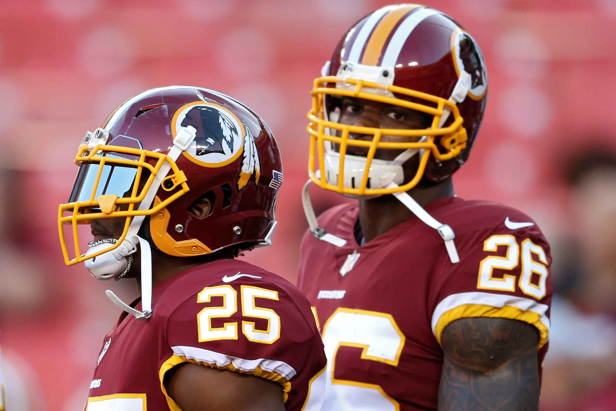 Chris Thompson and Adrian Peterson will need to make up for the loss of Derrius Guice.
