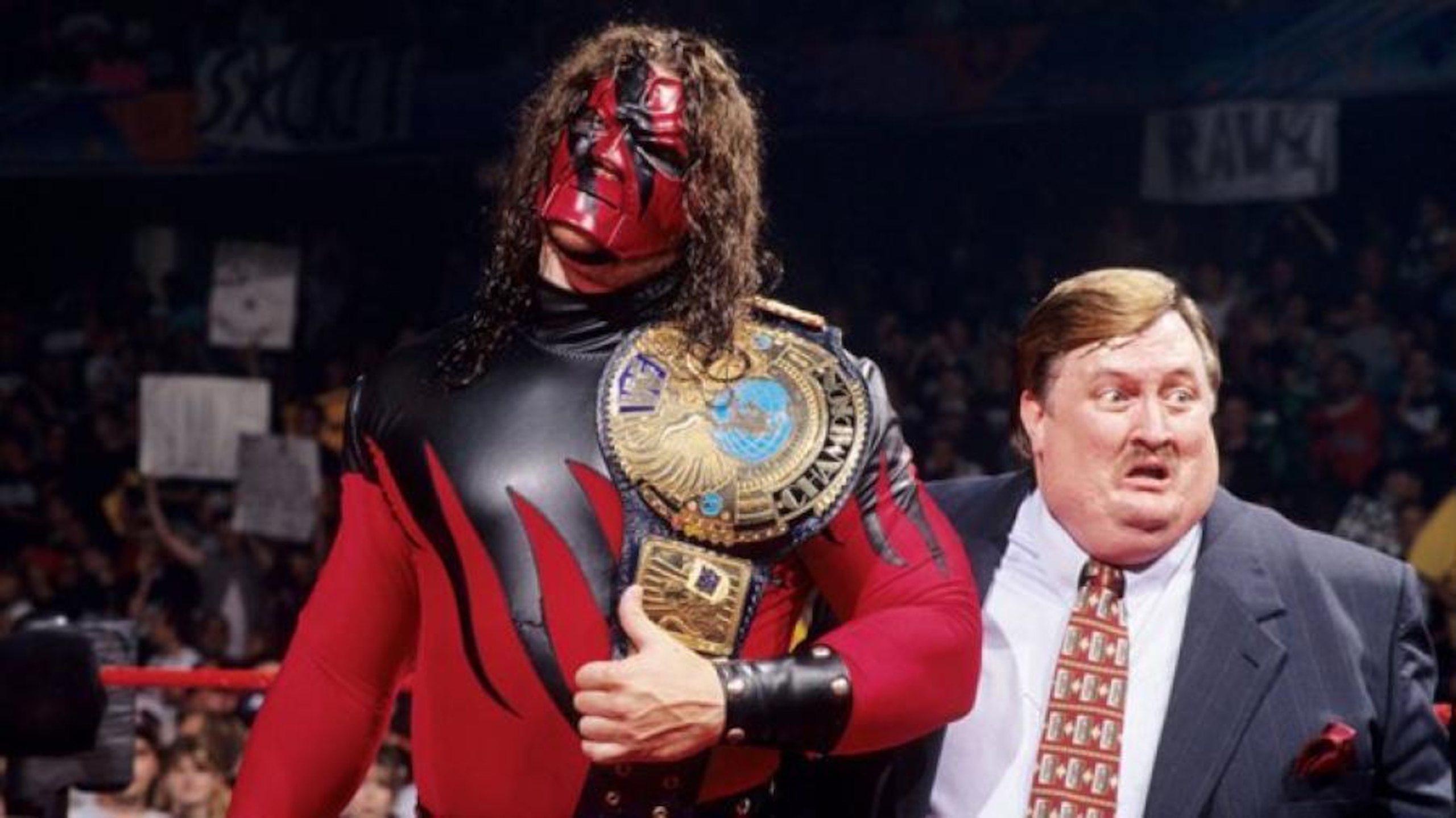 Kane as WWE champion. Kane as WWE champion.
