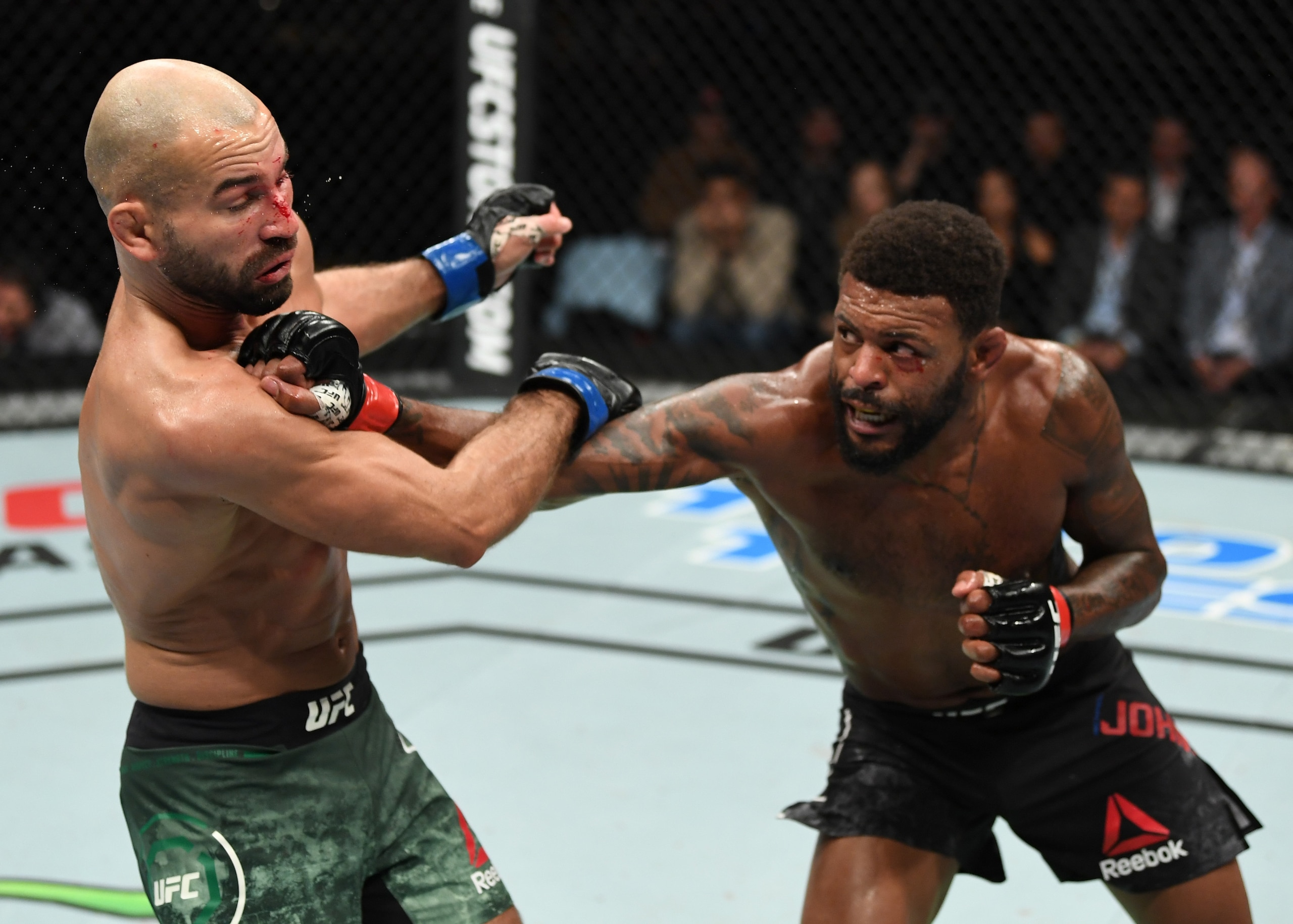 Michael Johnson (right) tags Artem Lobov.
