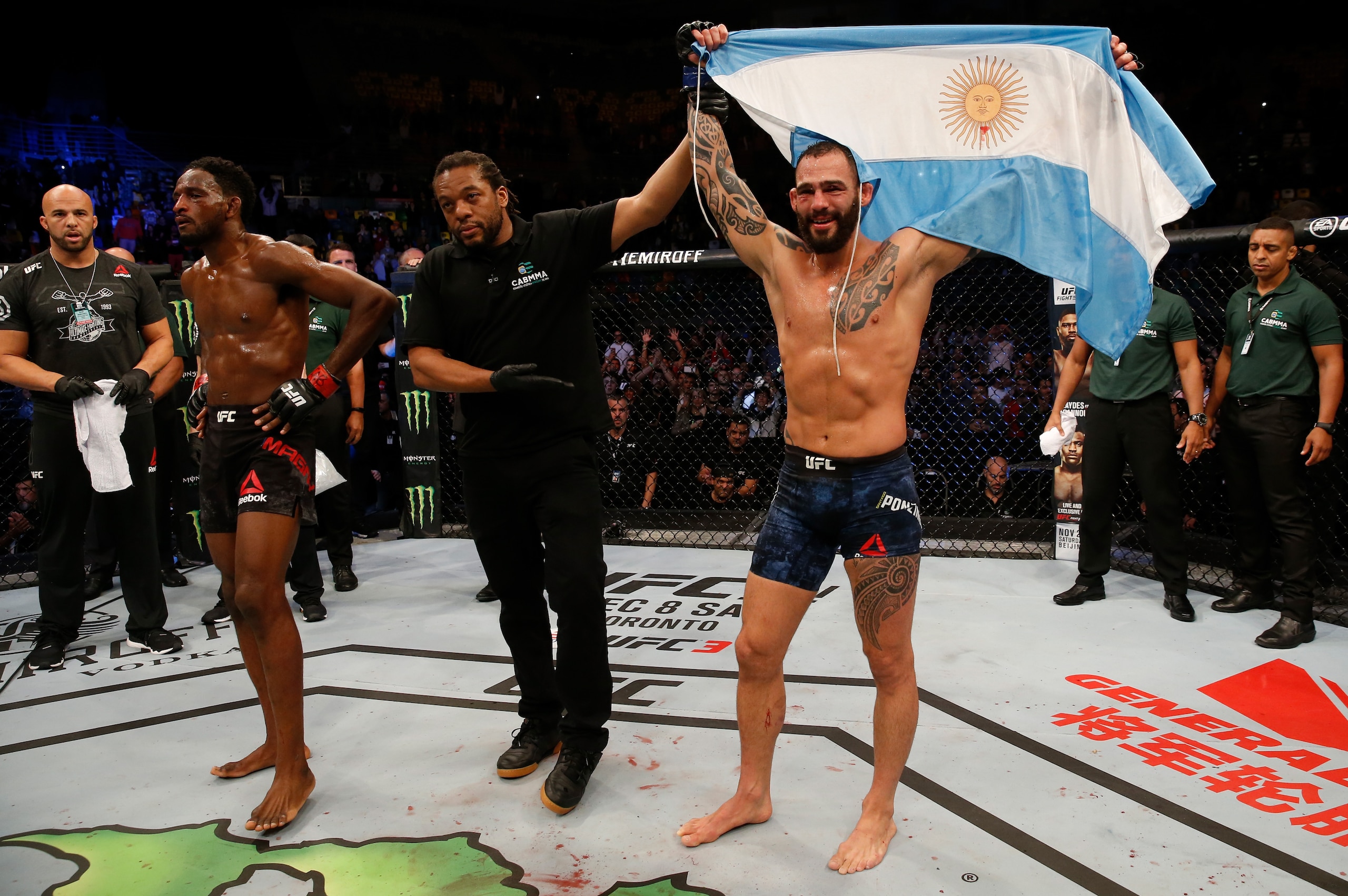 Neil Magny (left) and Santiago Ponzinibbio.