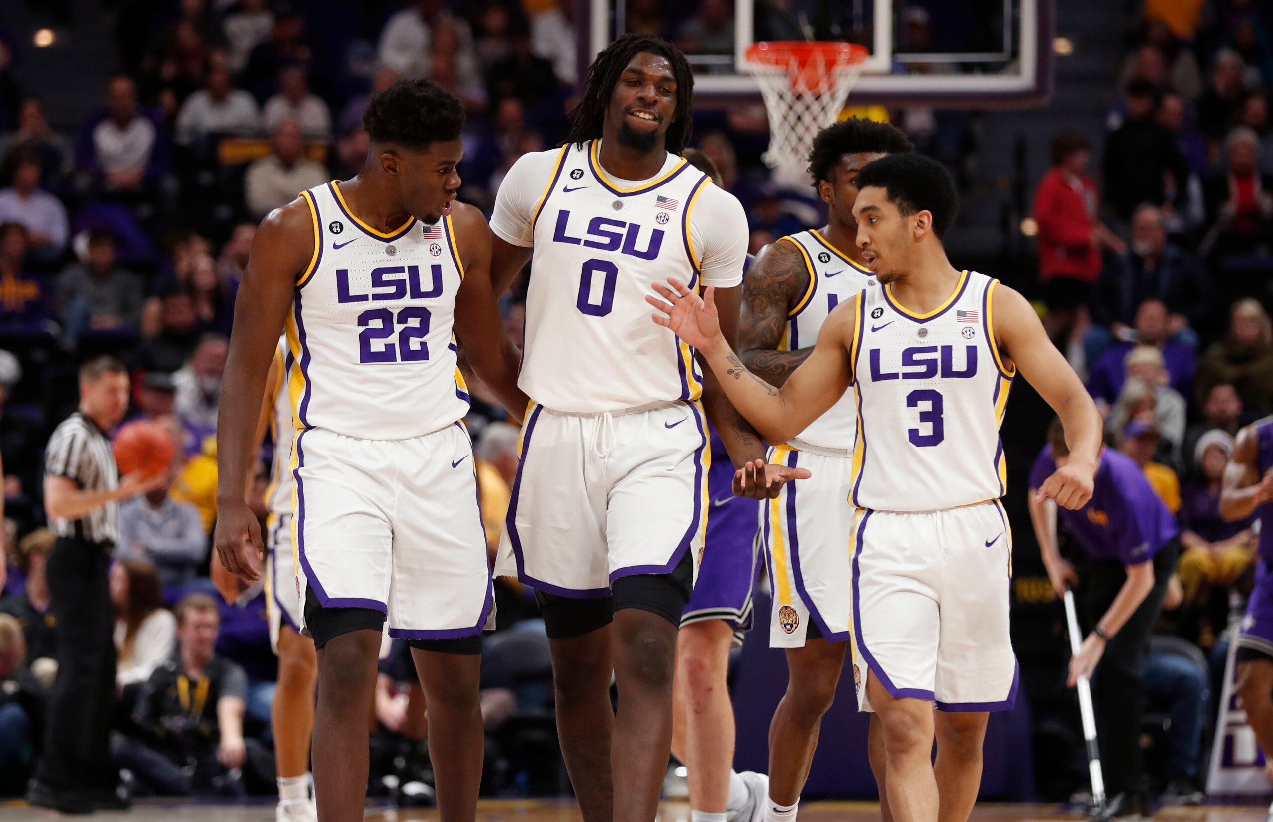Darius Days (22), Naz Reid (0) and Tremont Waters (3) Darius Days (22), Naz Reid (0) and Tremont Waters (3)