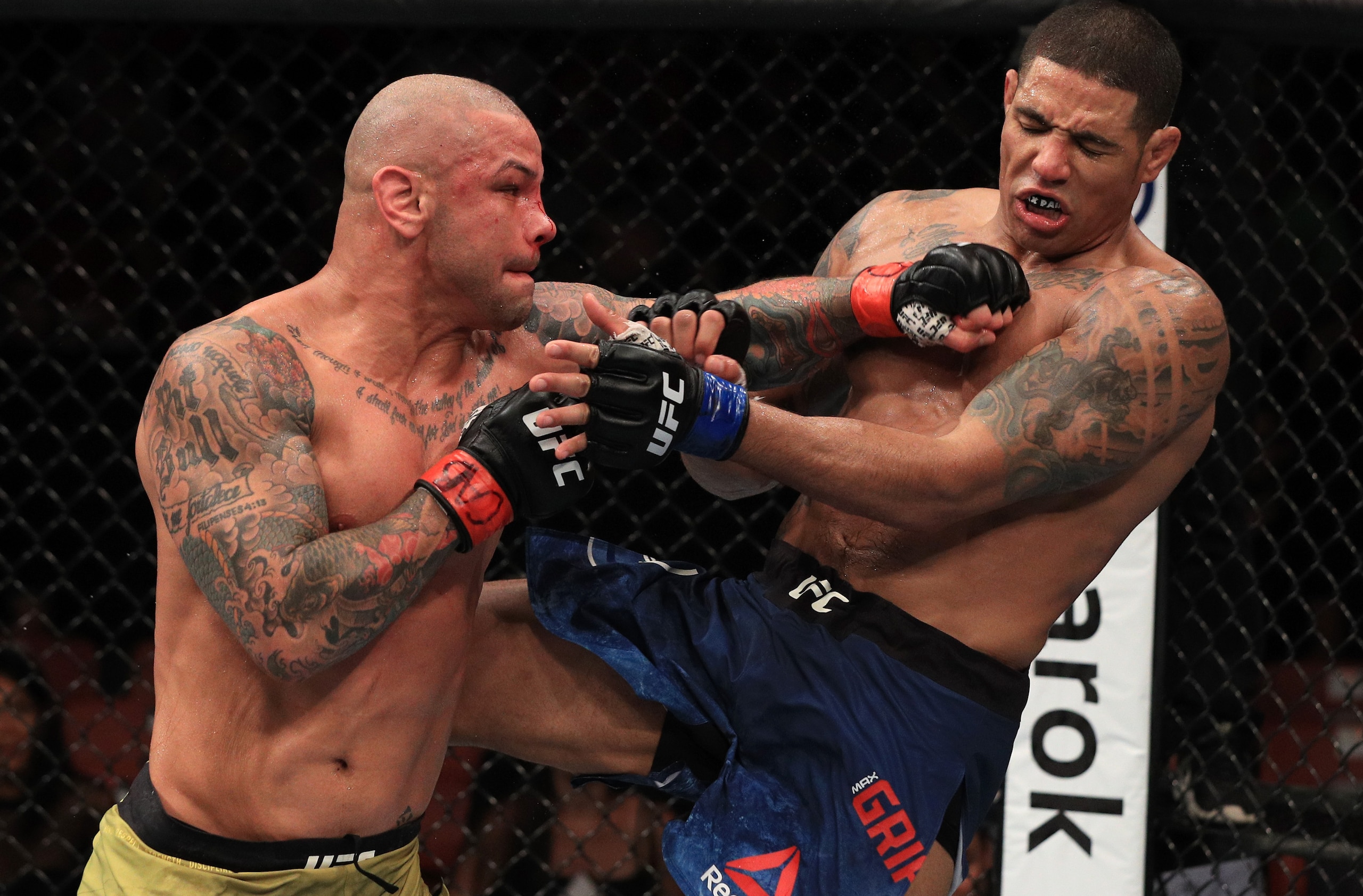 Thiago Alves (left) defeated Max Griffin in an entertaining undercard bout. Thiago Alves (left) defeated Max Griffin in an entertaining undercard bout.