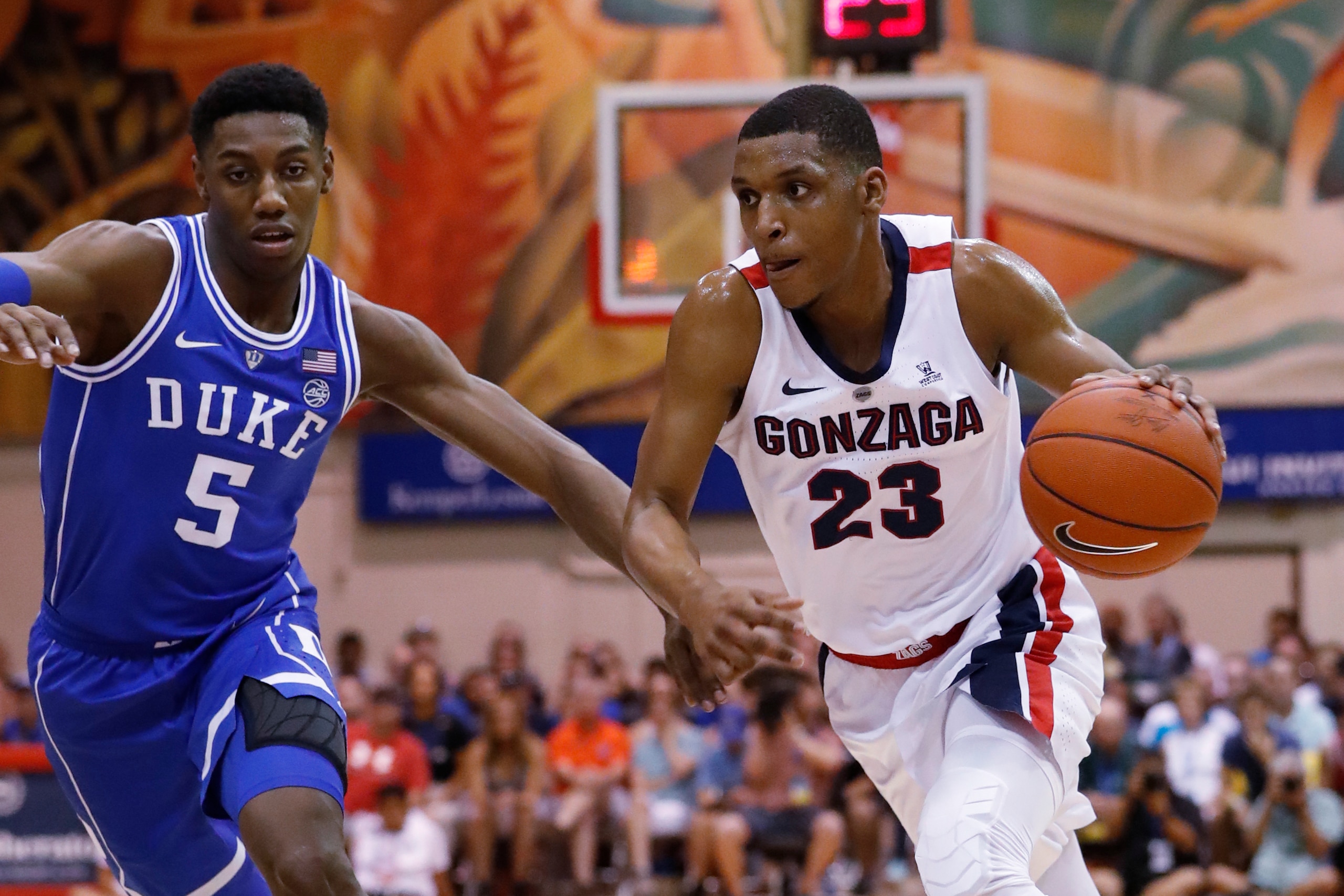 RJ Barrett (5) and Zach Norvell Jr. (23)