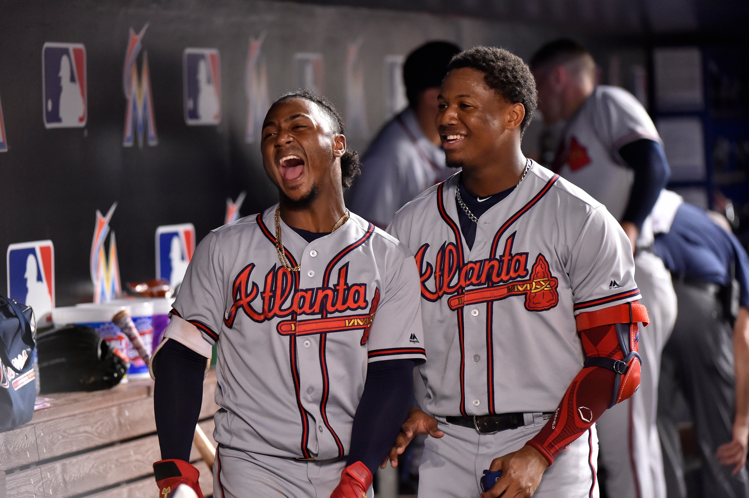 Ozzie Albies (L) and Ronald Acuna Jr. (R)
