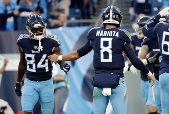 Tennessee Titans wide receiver Corey Davis and quarterback Marcus Mariota
