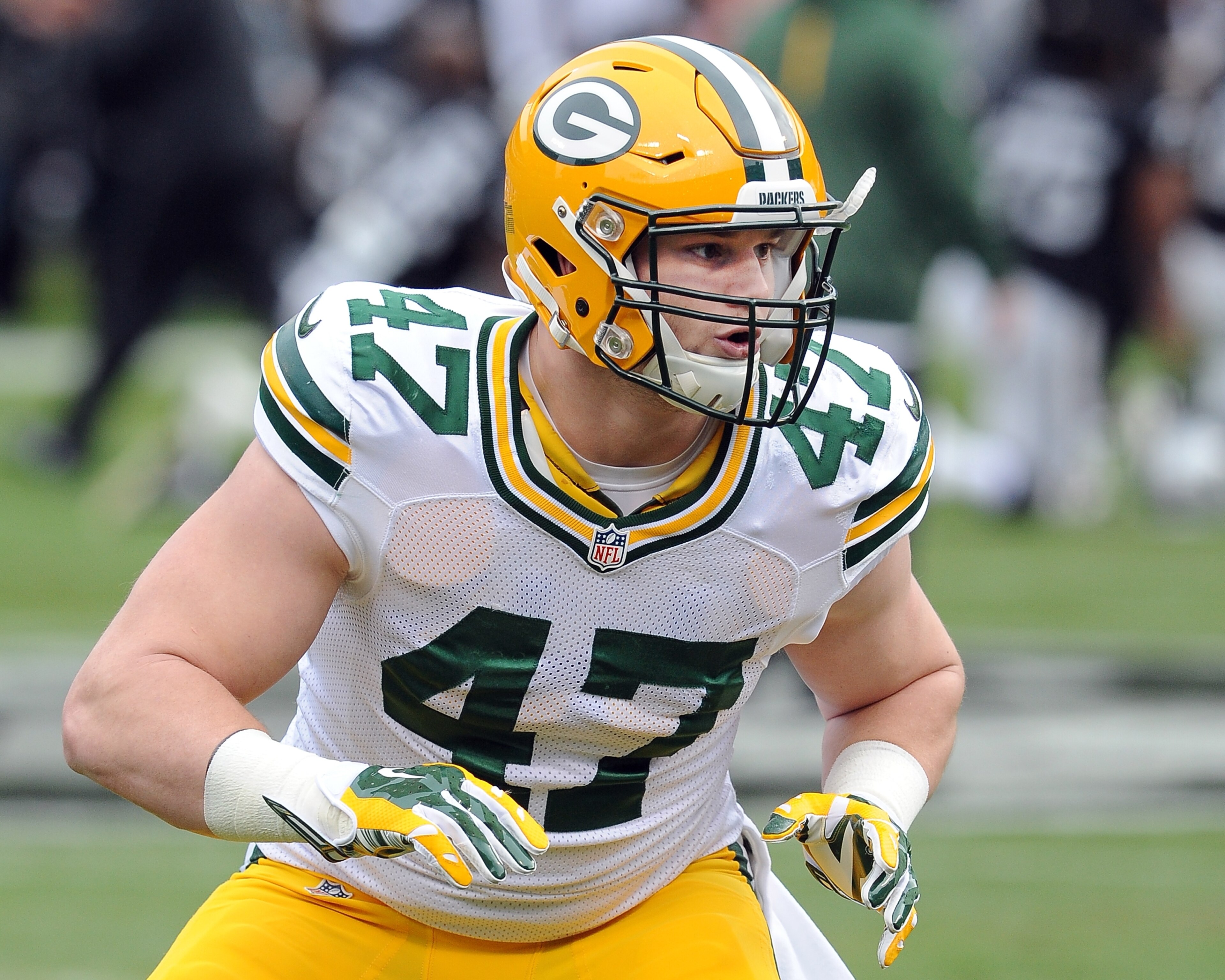 Green Bay Packers linebacker (47) Jake Ryan on the field during warmups before a game against the Oakland Raiders played at O.co Coliseum in Oakland on Sunday, Dec. 20, 2015. (AP Photo/John Cordes) Green Bay Packers linebacker (47) Jake Ryan on the field during warmups before a game against the Oakland Raiders played at O.co Coliseum in Oakland on Sunday, Dec. 20, 2015. (AP Photo/John Cordes)