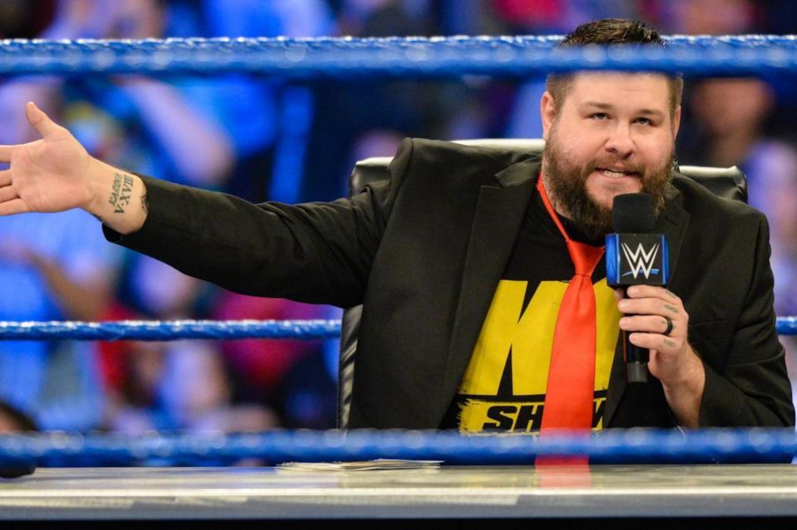 Kevin Owens hosting The Kevin Owens Show on SmackDown. Kevin Owens hosting The Kevin Owens Show on SmackDown.