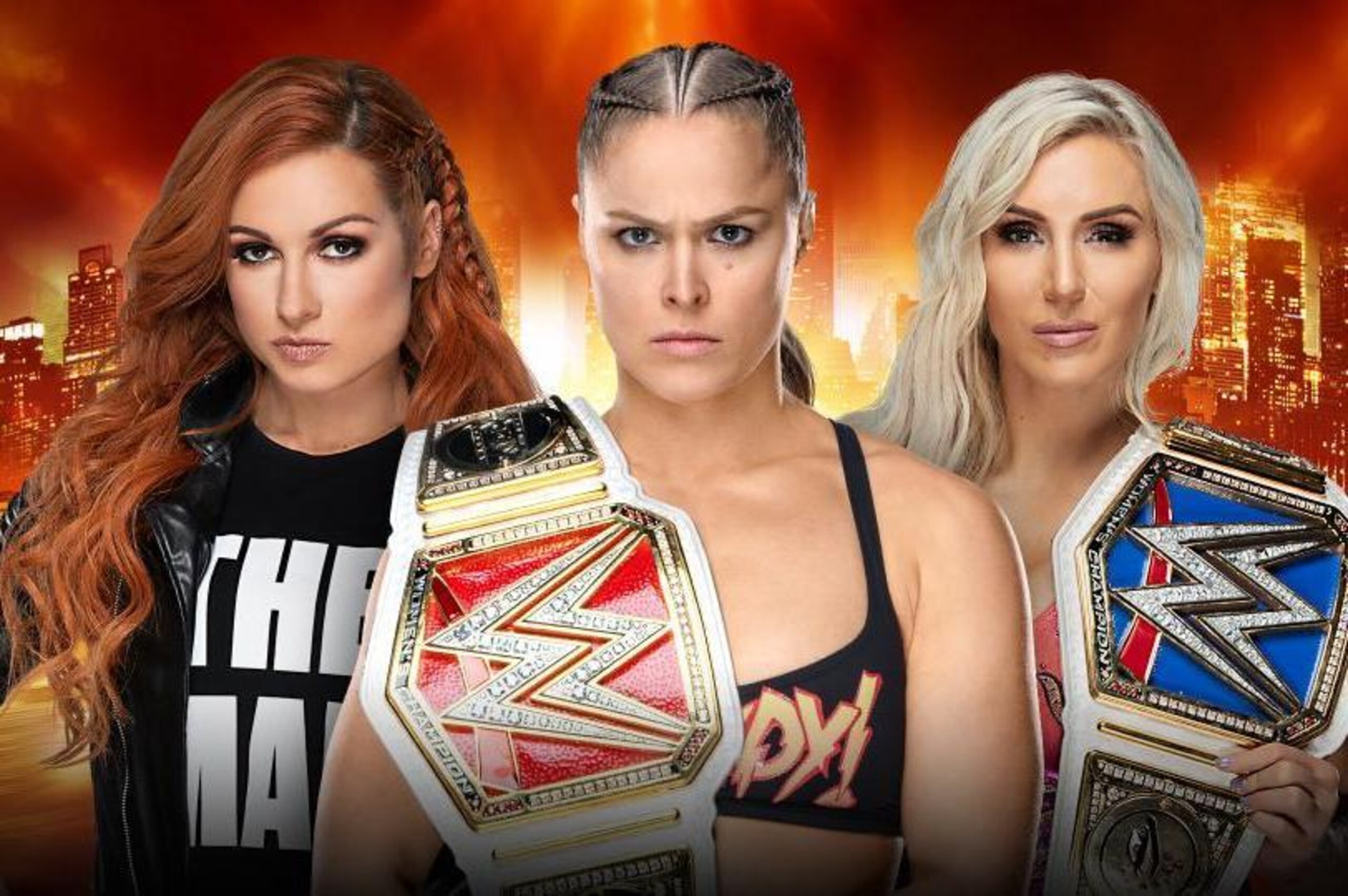 Becky Lynch, Ronda Rousey and Charlotte Flair.