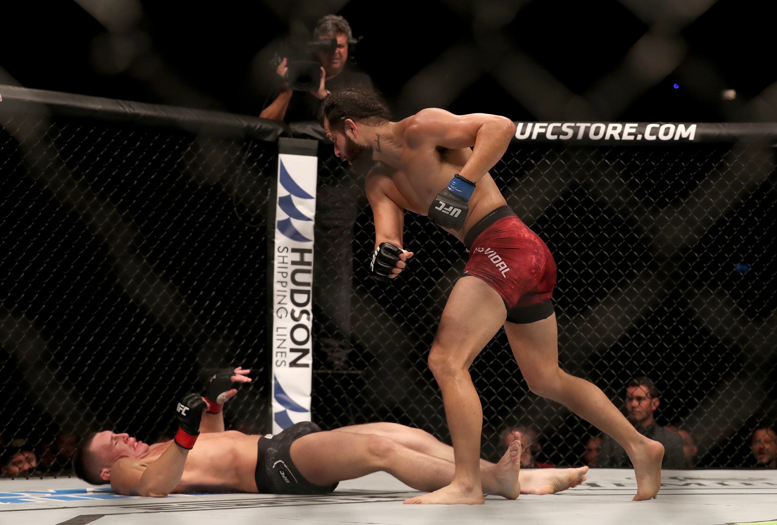 Jorge Masvidal (right) knocks out Darren Till.