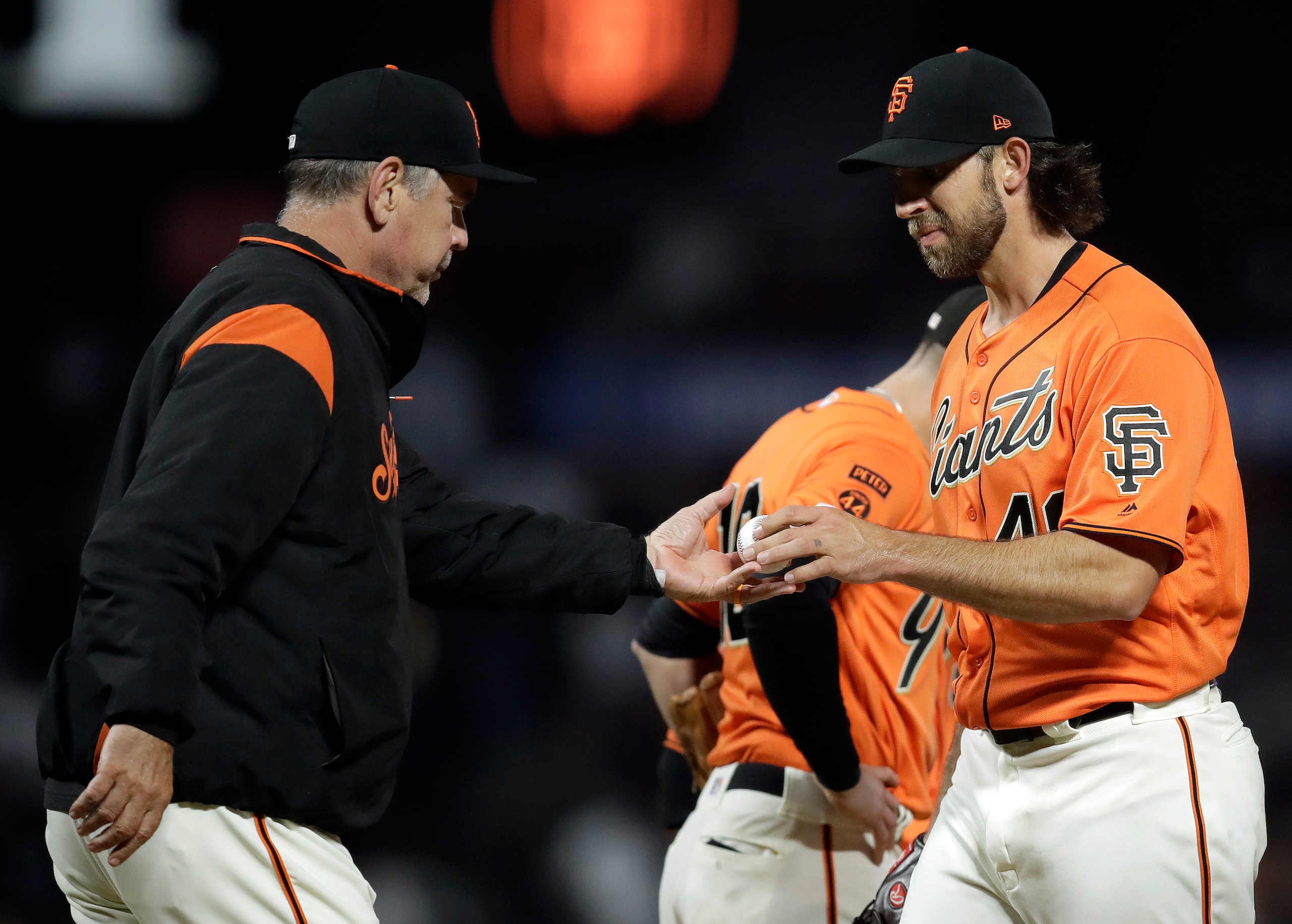 Bruce Bochy (L) and Madison Bumgarner (R)