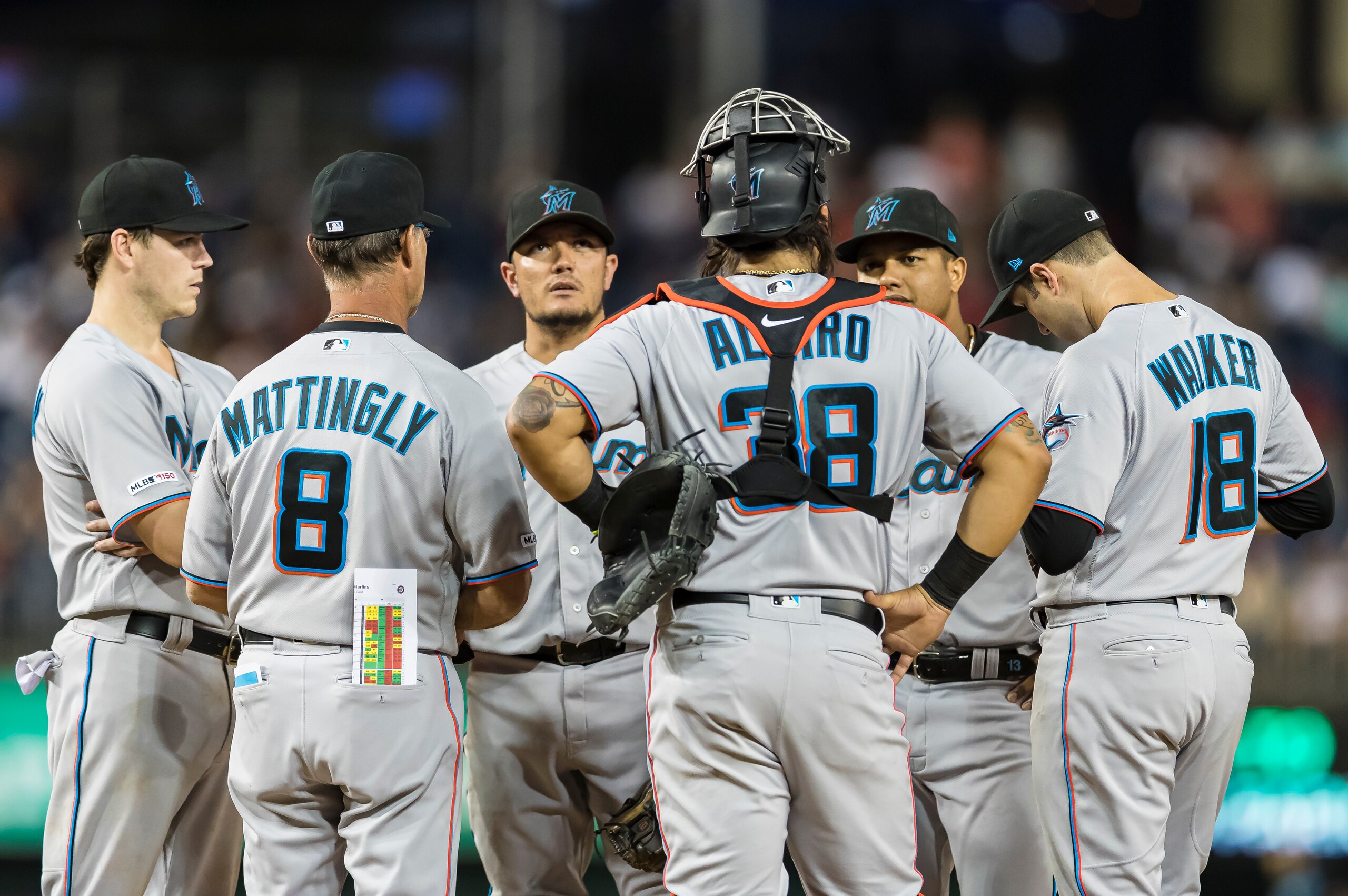 Don Mattingly (L), Jorge Alfaro (C) and Neil Walker (R) Don Mattingly (L), Jorge Alfaro (C) and Neil Walker (R)
