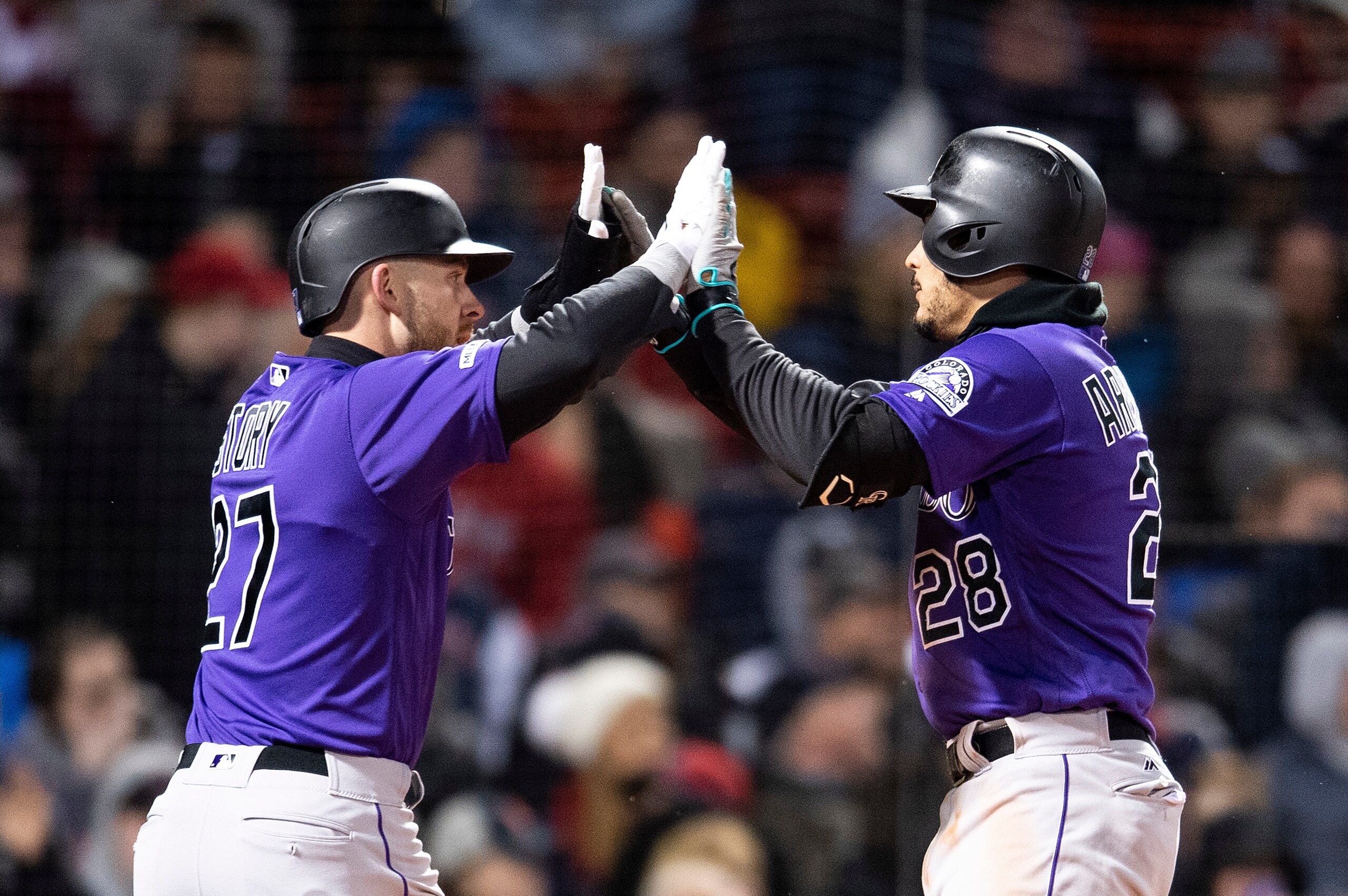 Trevor Story (L) and Nolan Arenado (R)
