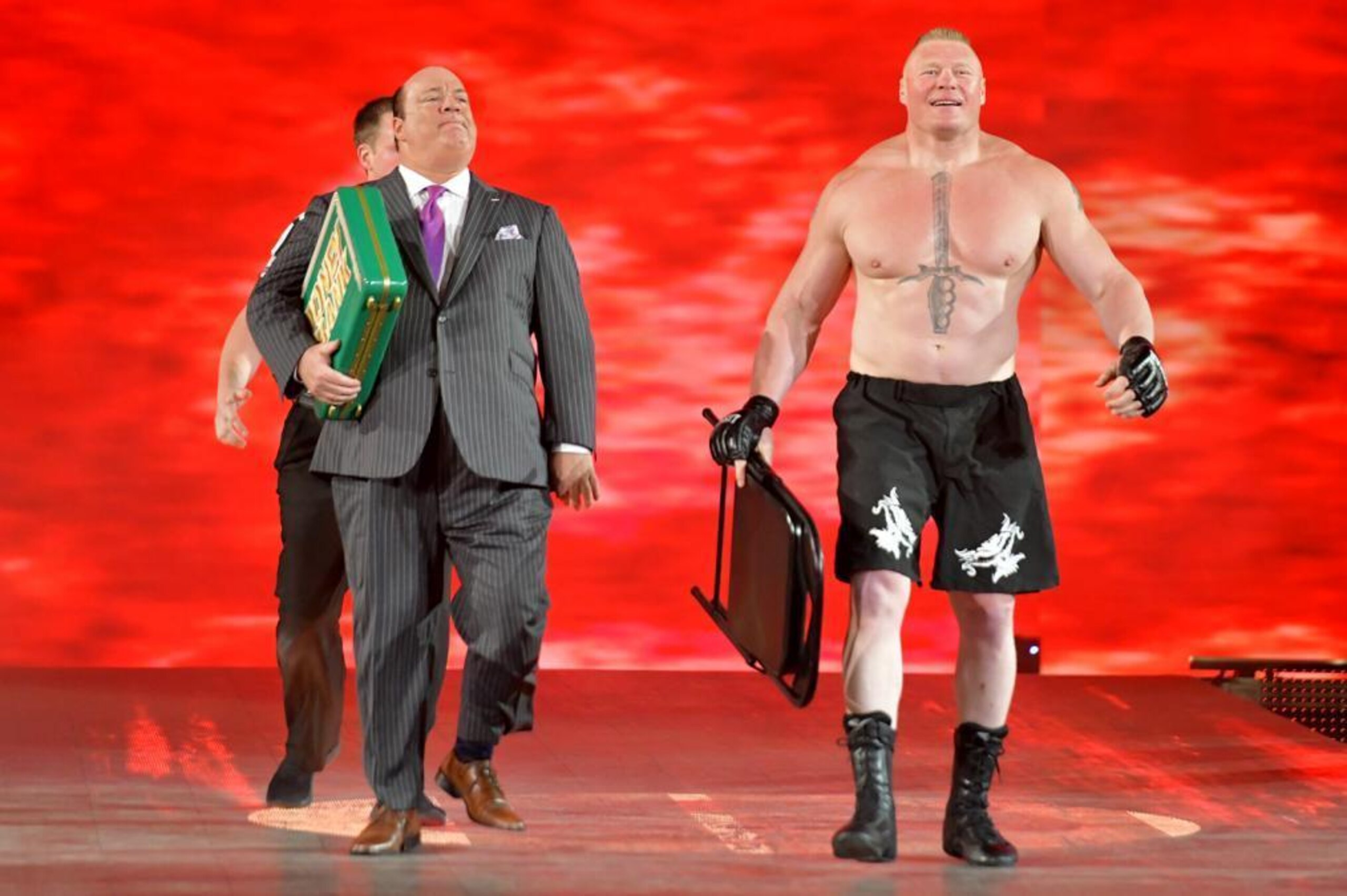 Paul Heyman and Brock Lesnar at Super ShowDown.
