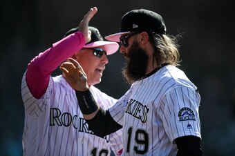 Bud Black (L) and Charlie Blackmon (R)