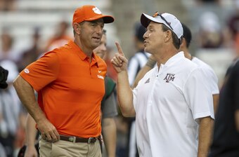 Clemson head coach Dabo Swinney and Texas A&M head coach Jimbo Fisher