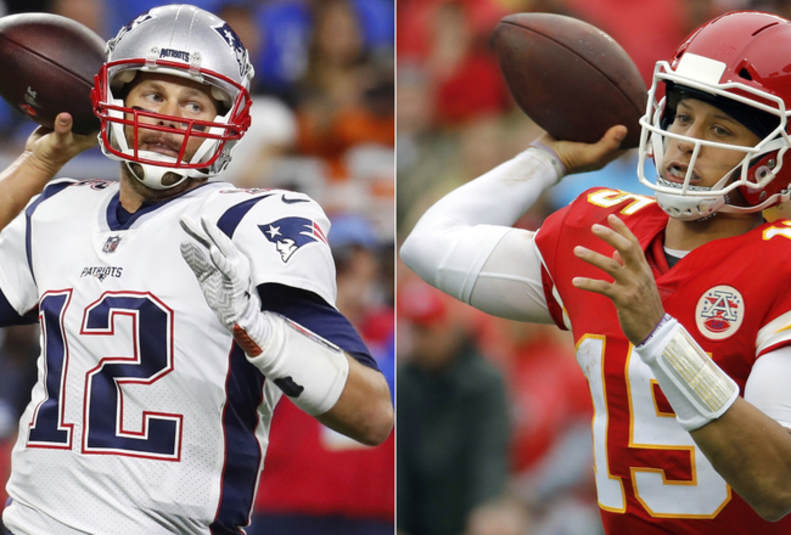 New England Patriots quarterback Tom Brady (left) and Kansas City Chiefs quarterback Patrick Mahomes (right) New England Patriots quarterback Tom Brady (left) and Kansas City Chiefs quarterback Patrick Mahomes (right)