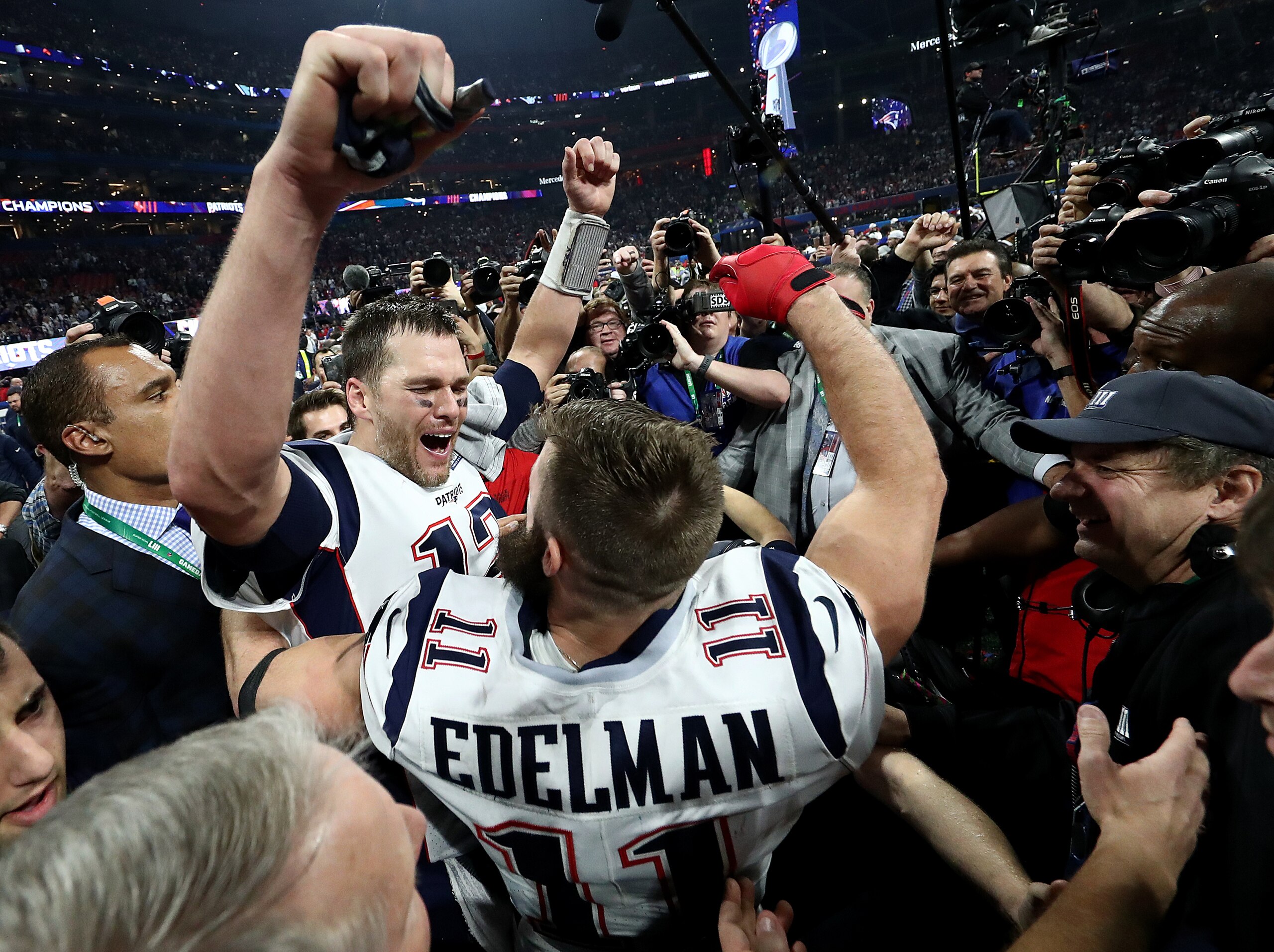 New England Patriots quarterback Tom Brady and wide receiver Julian Edelman New England Patriots quarterback Tom Brady and wide receiver Julian Edelman