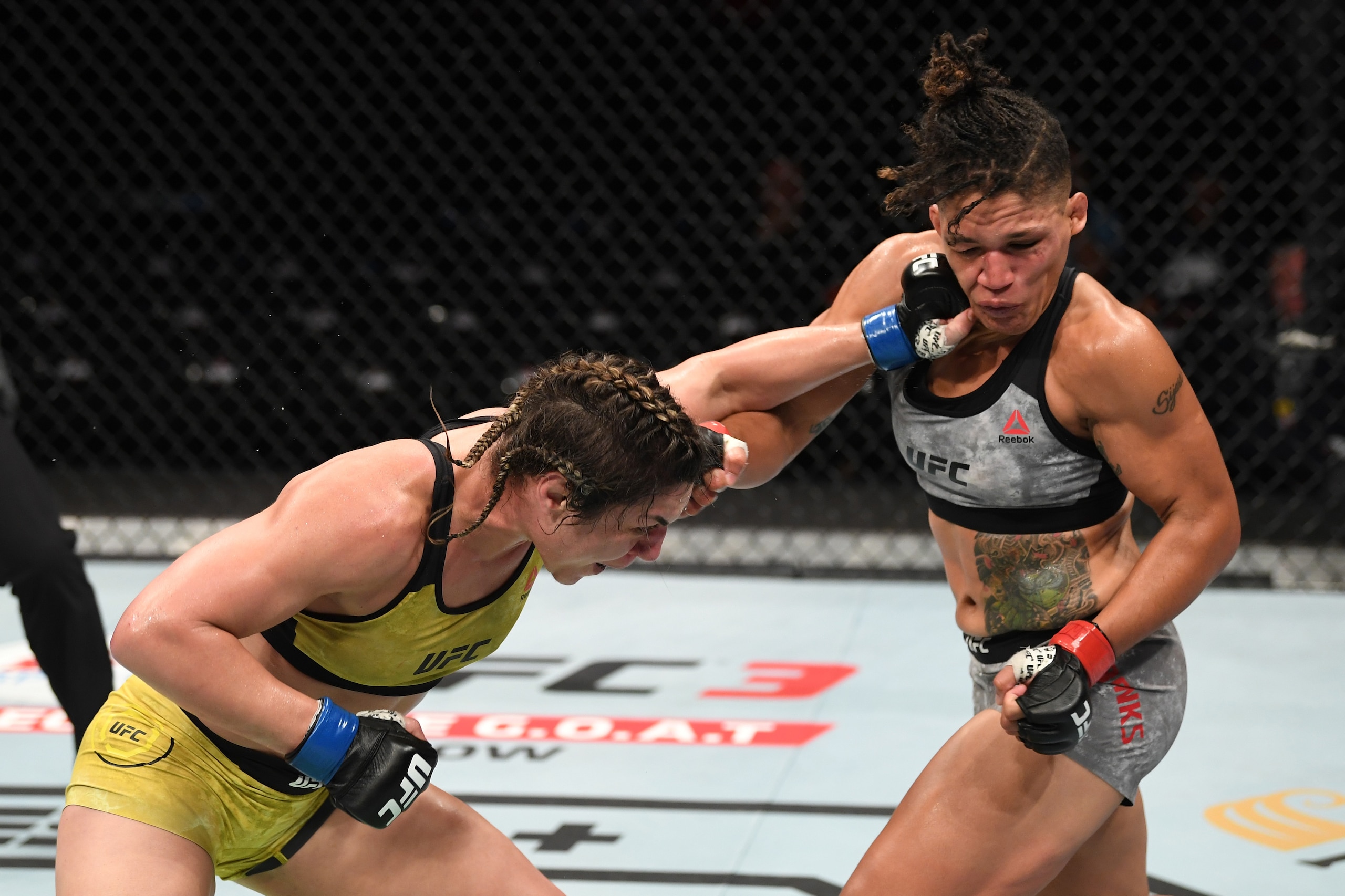 Bethe Correia (left) punches Sijara Eubanks